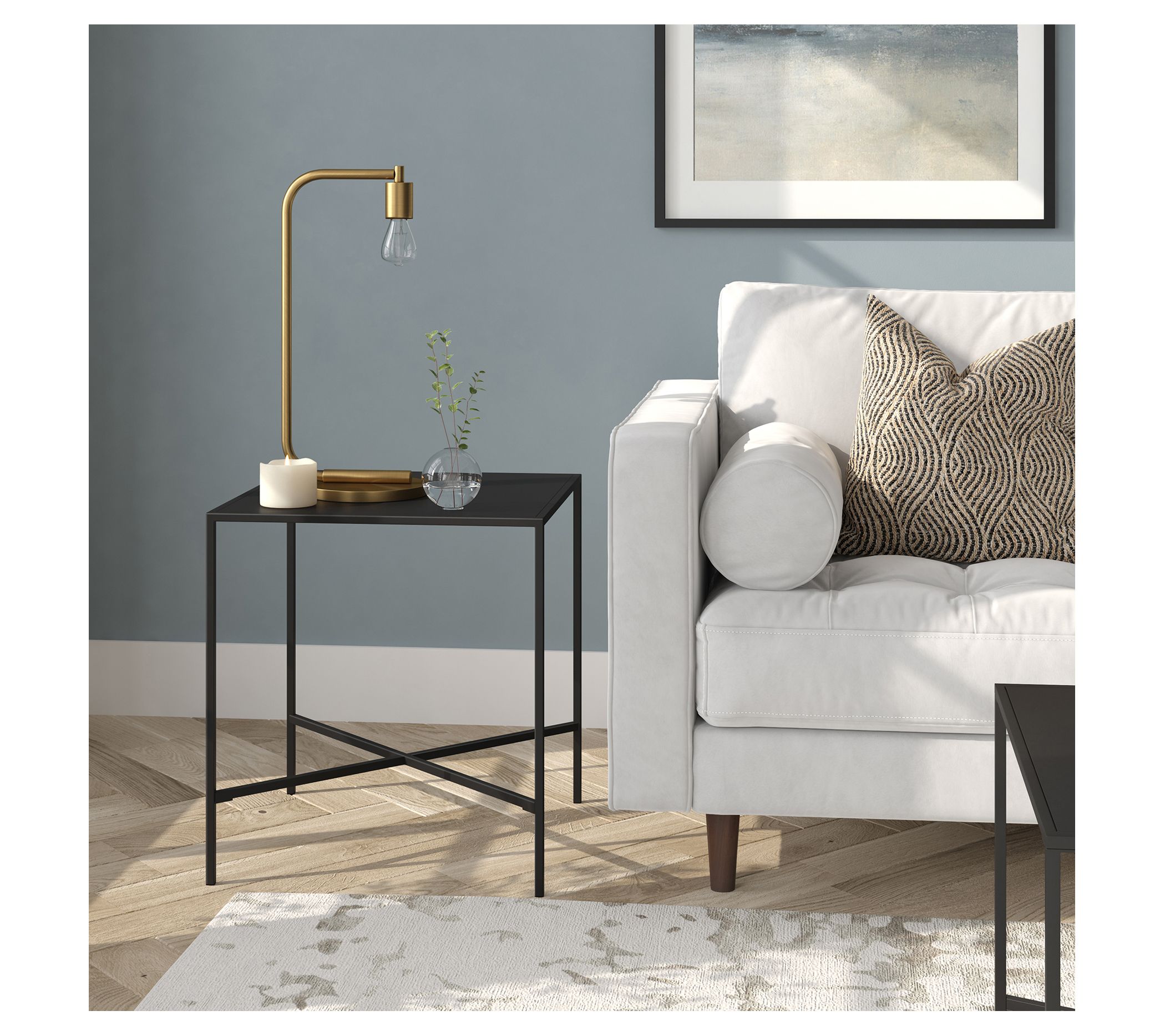 Hudson & Canal Henley 20" Wide Square Side Table W Metal Top