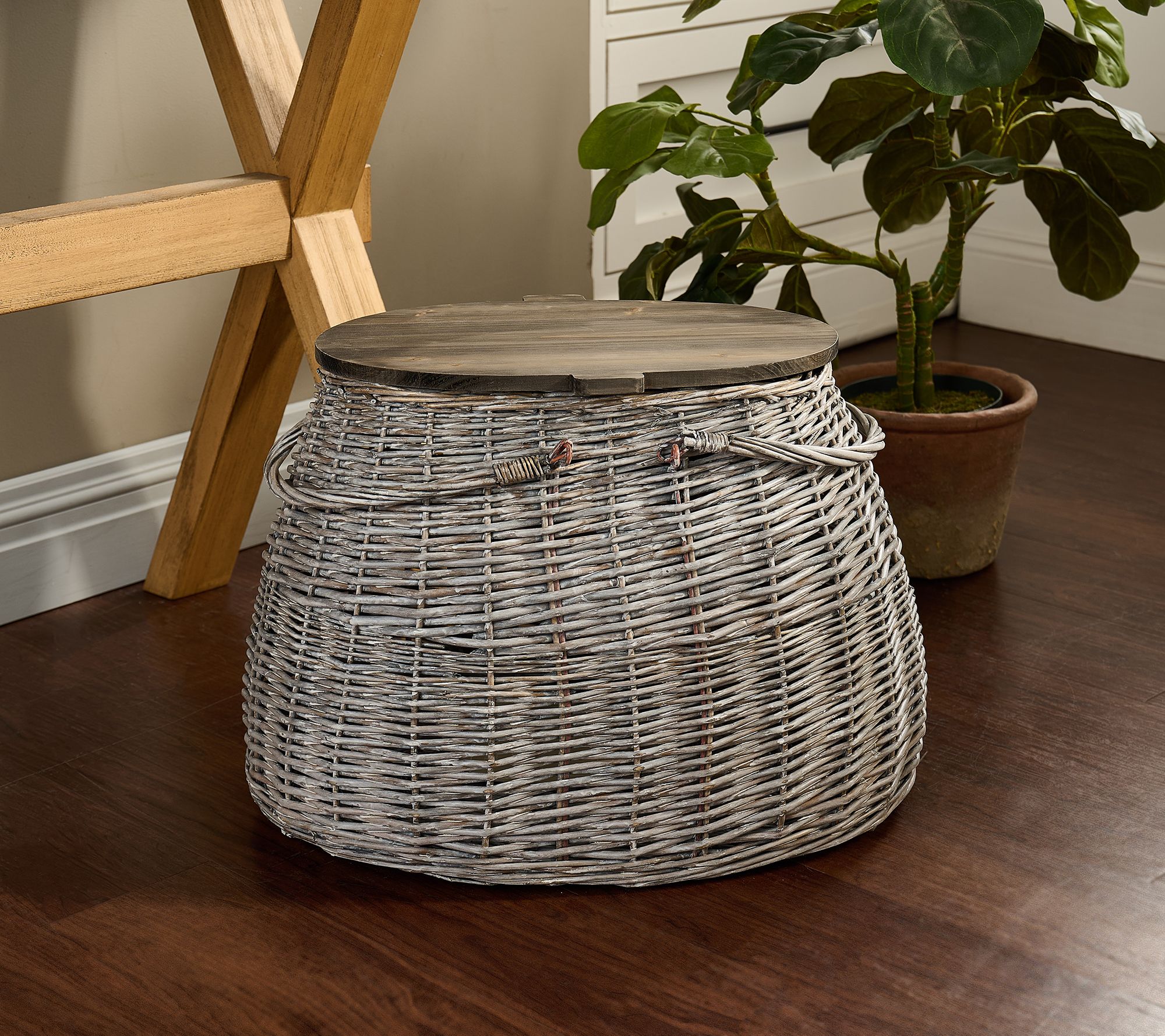 Cozy Cottage by Liz Marie Vintage Woven Wood Picnic Basket