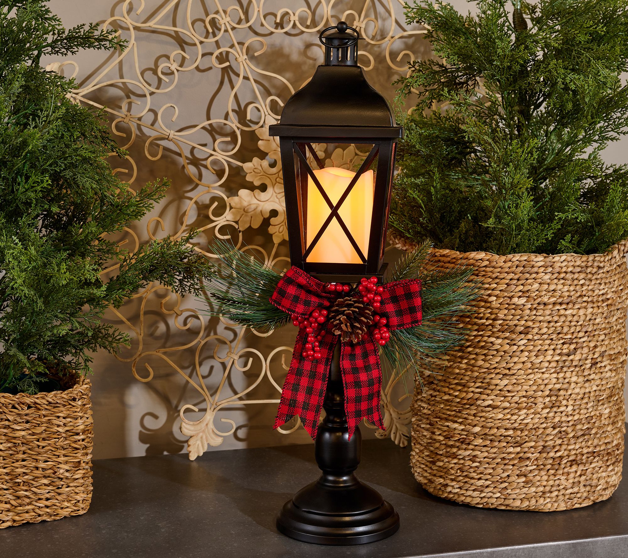 "As Is" 22" Illuminated Lantern with Embellishment by Valerie