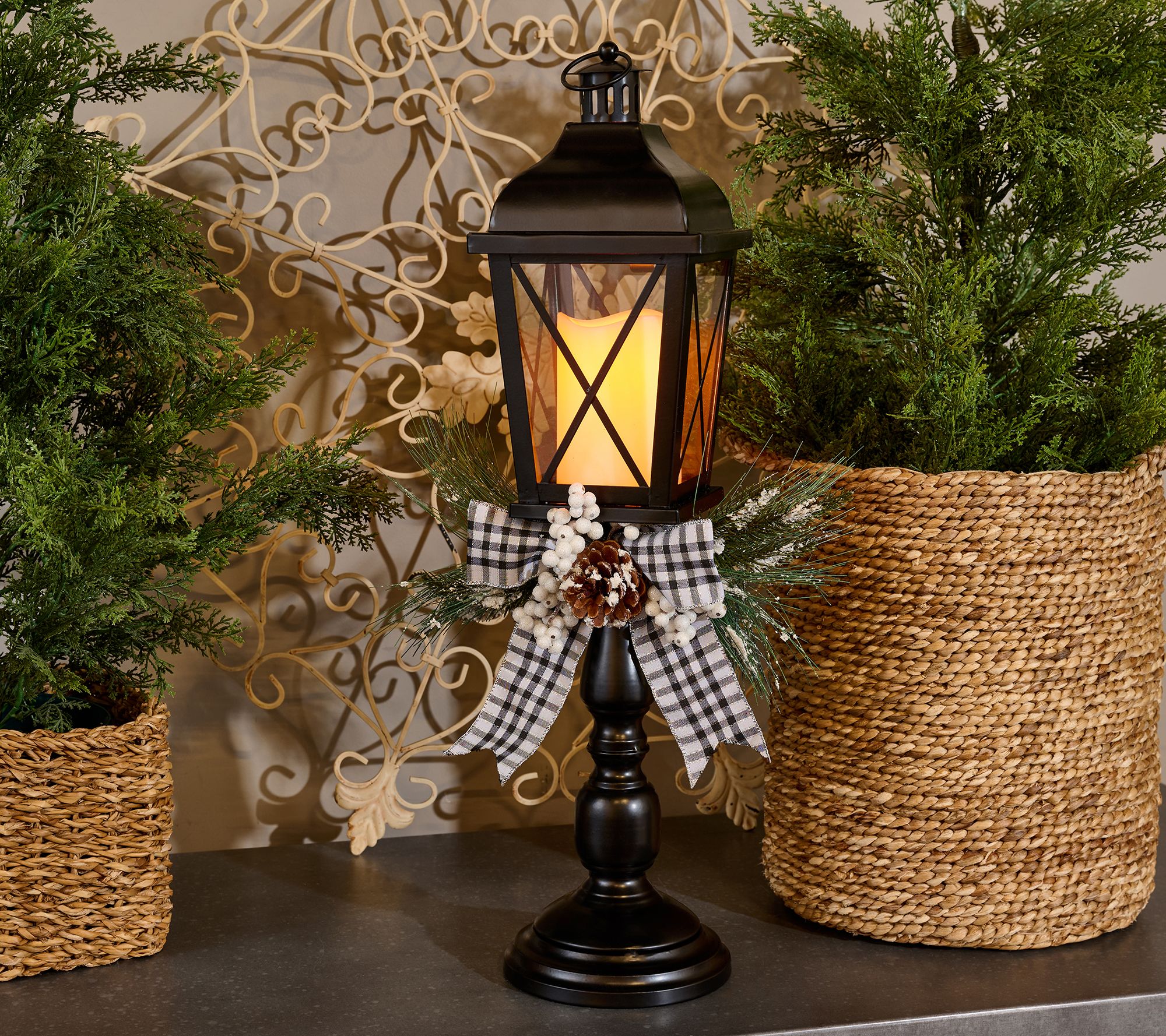 "As Is" 22" Illuminated Lantern with Embellishment by Valerie