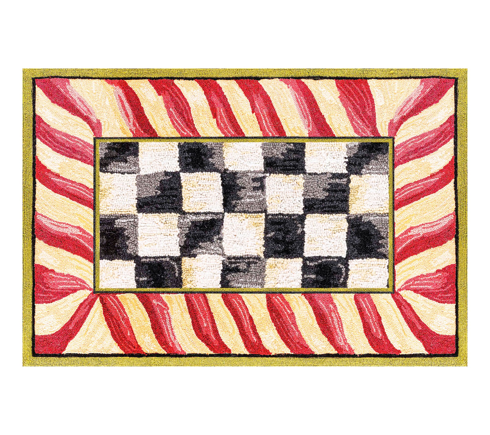 MacKenzie-Childs Courtly Check Red & Gold 2' x 3' Washable Rug