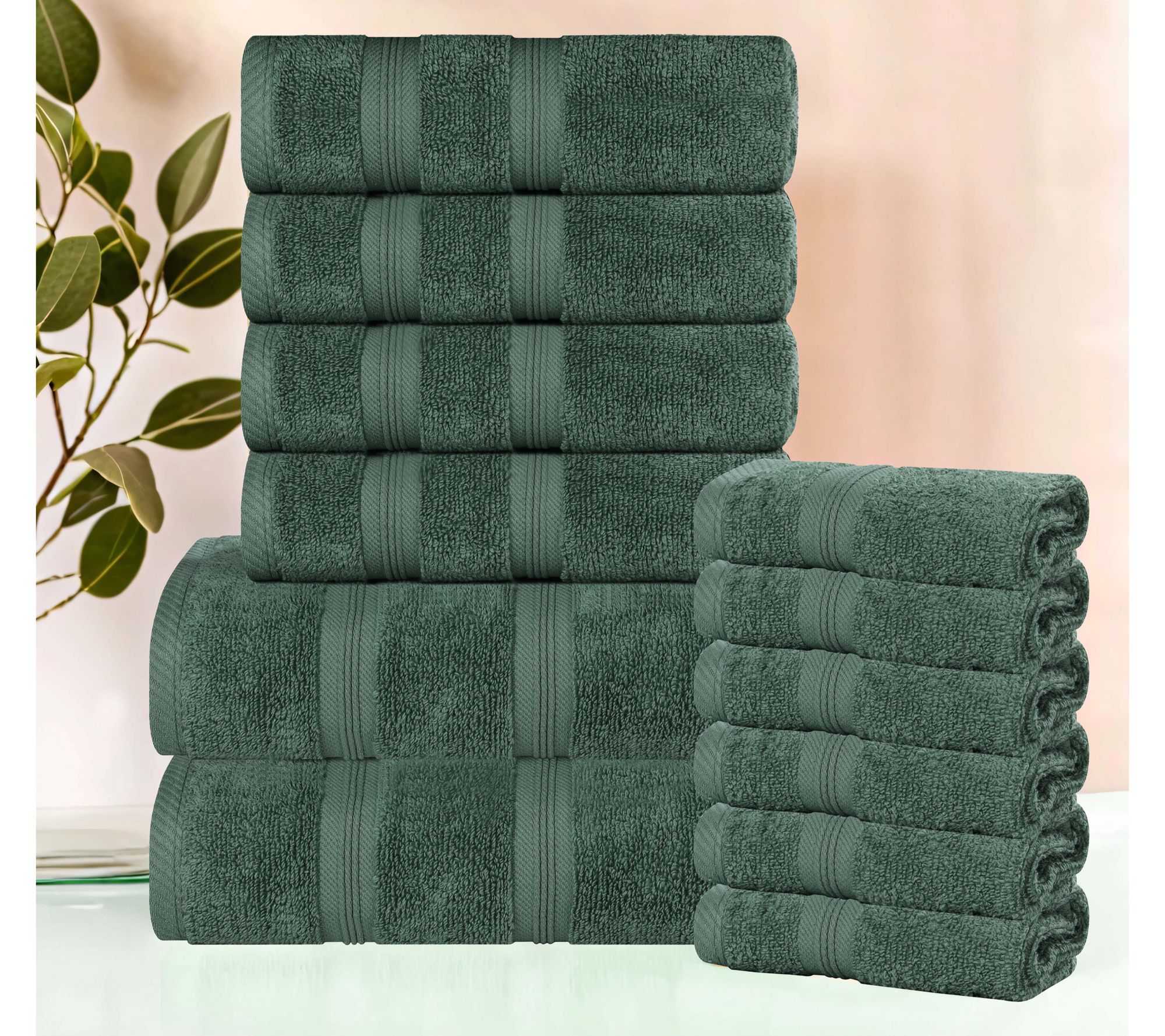 Superior 12-Piece Smart Dry Zero Twist Cotton Towel Set