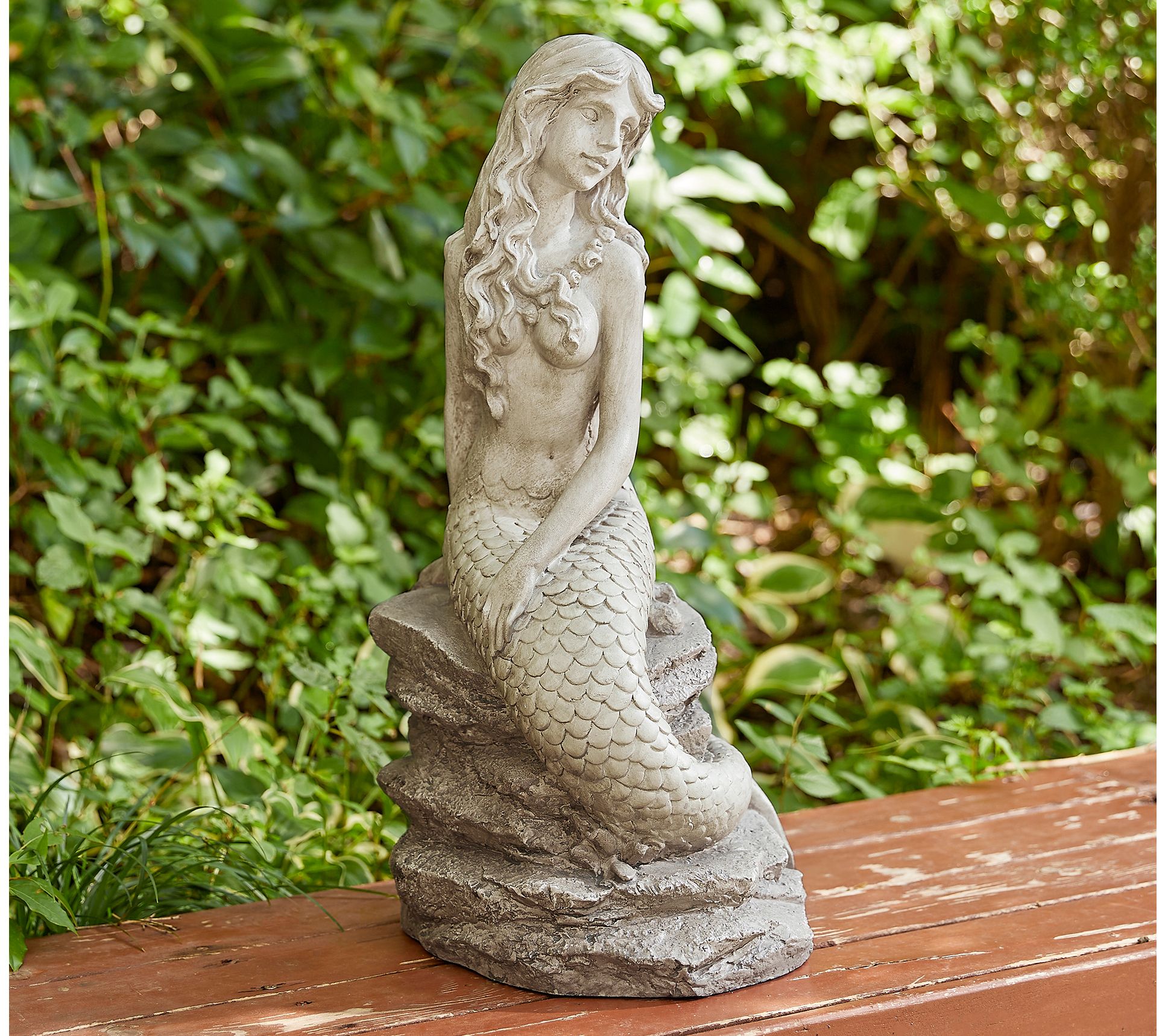 Glitzhome 20" Concrette Finish Magical MermaidGarden Statue