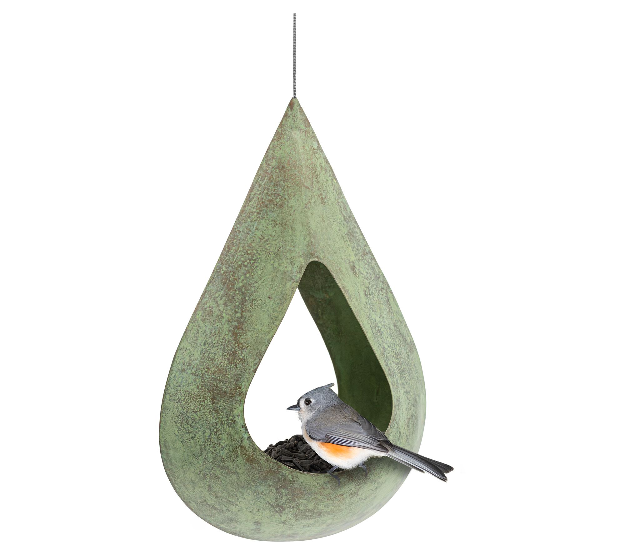 Verde Raindrop Fly-Thru Copper Bird Feeder by Good Directions