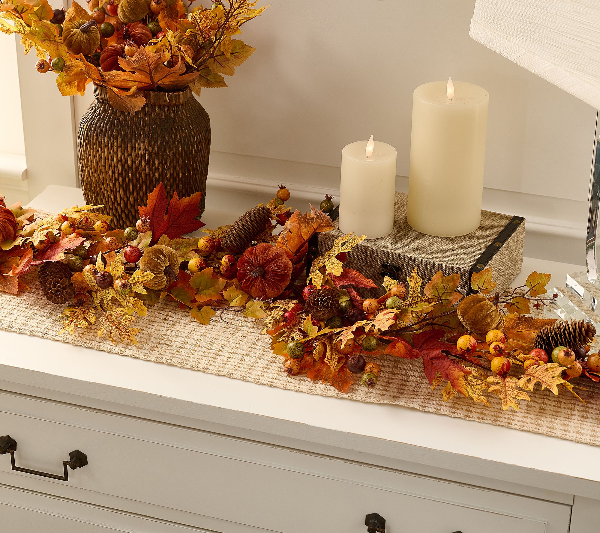 4' Velvet Pumpkin and Leaf Garland by Valerie