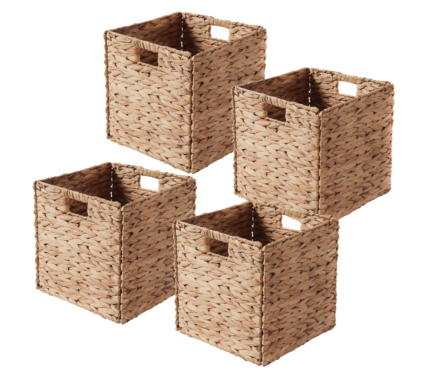 Ornavo Home 4-Pack 13in Water Hyacinth Collapsible Baskets