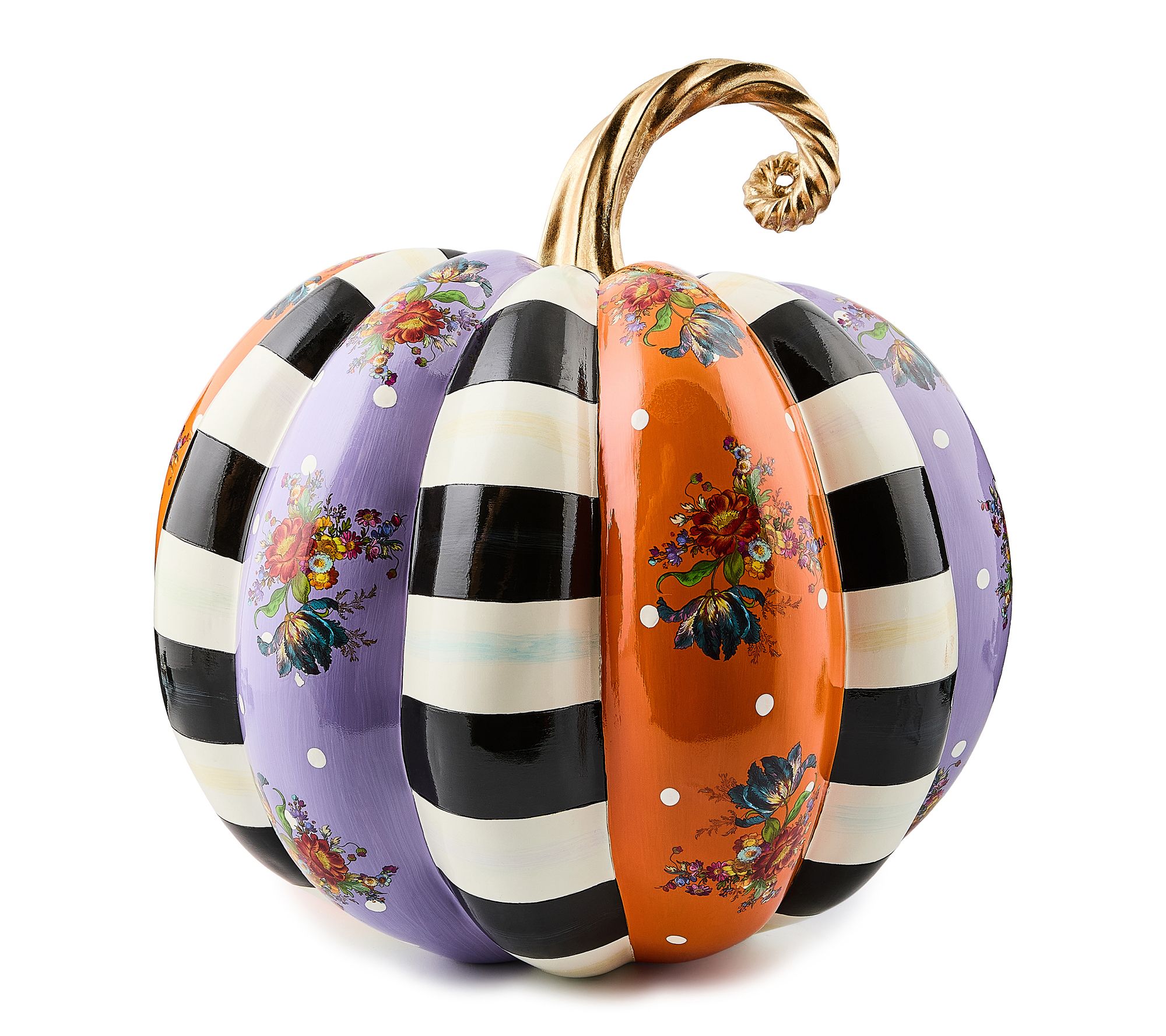 ☘  / Mackenzie☘ MacKenzie-Childs Autumnology Check & Stripe Pumpkin Cluster