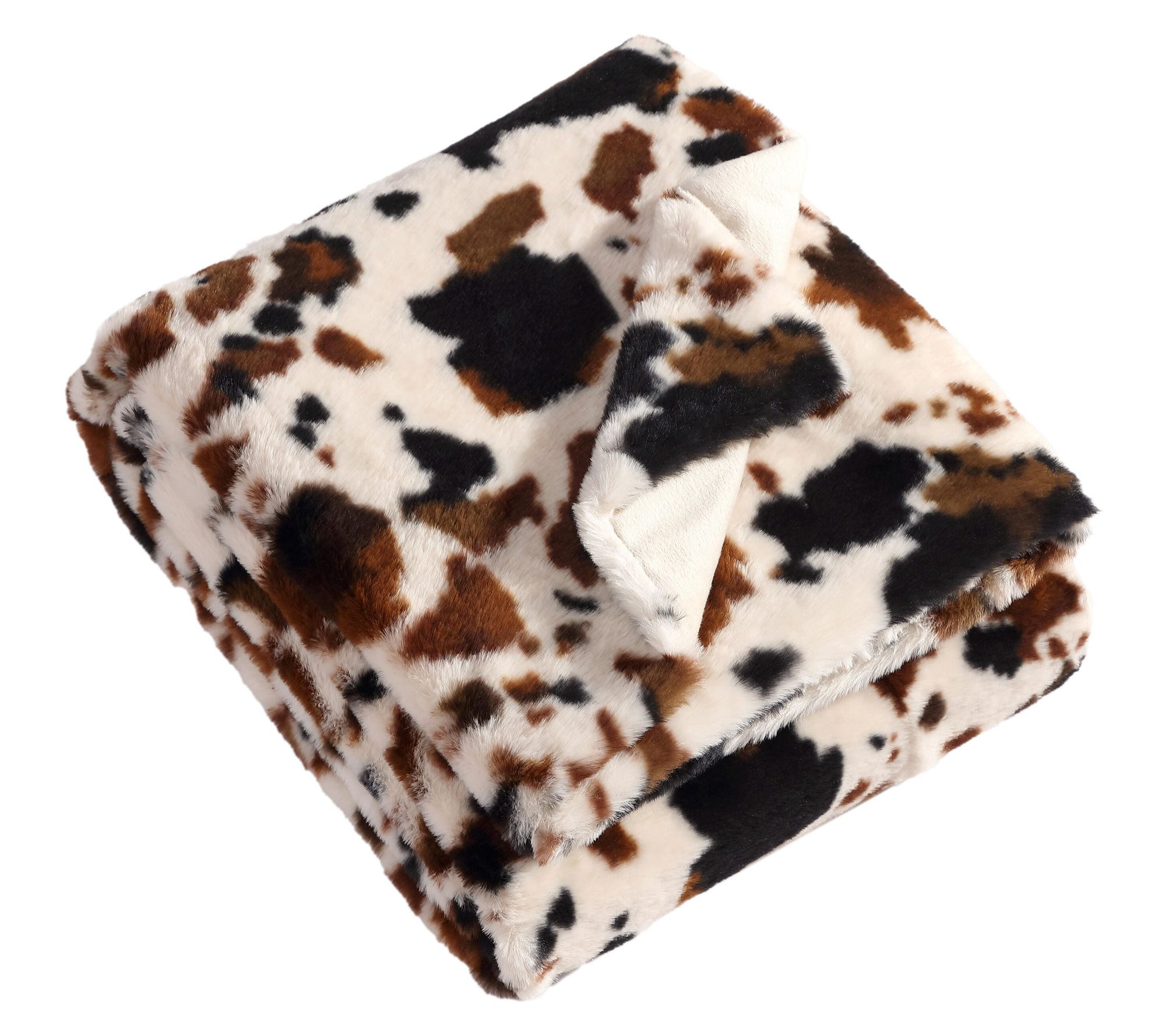 Wrangler Spotted Cow Print Faux Rabbit Fur 50"X70" Throw