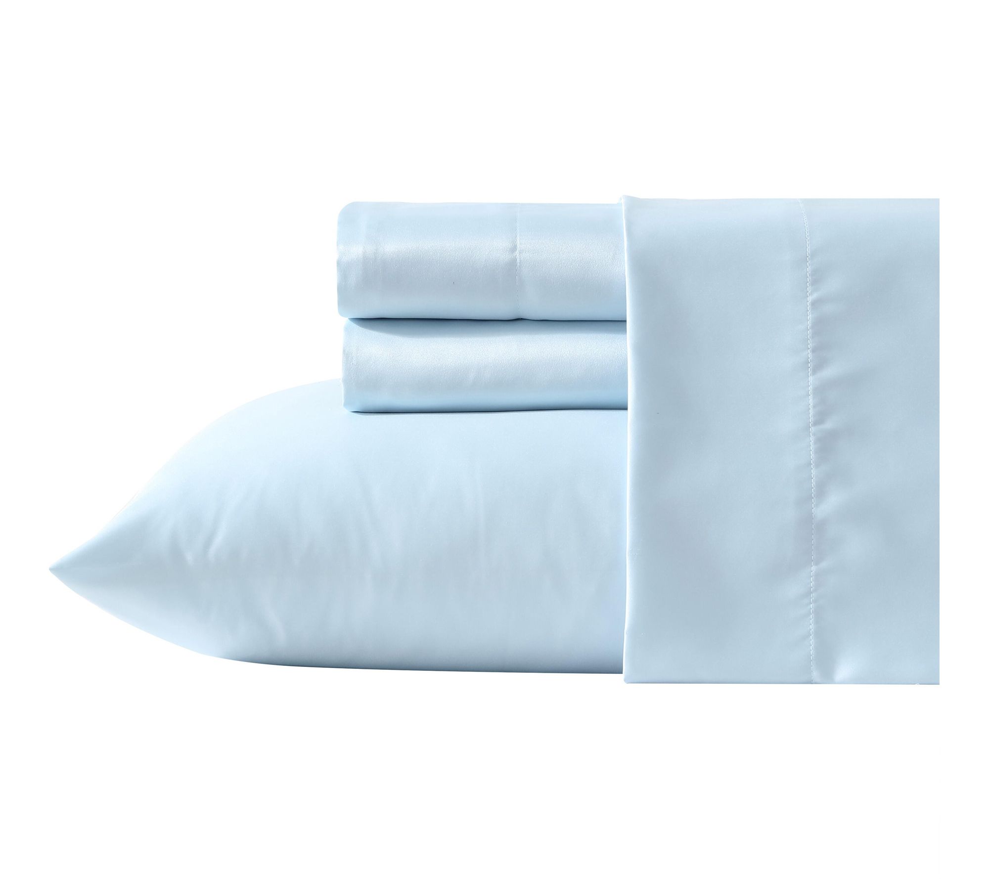 Laura Ashley Satin Bliss Blue Queen Sheet Set