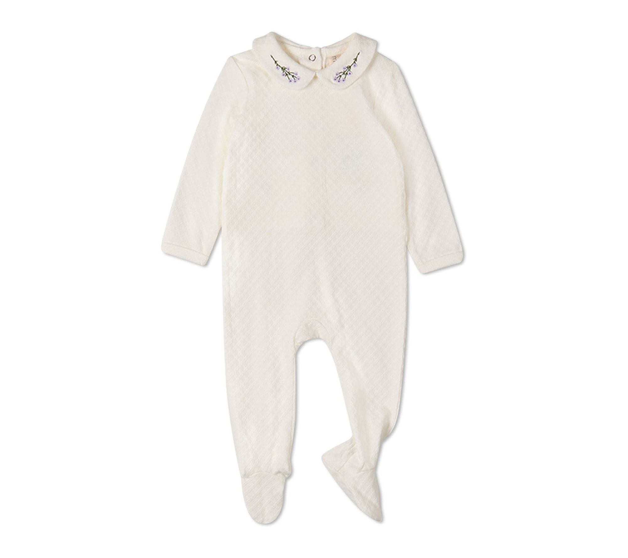  MiniMoi Baby Lilacs Are The Sweetest Bloom Embroidered Footie