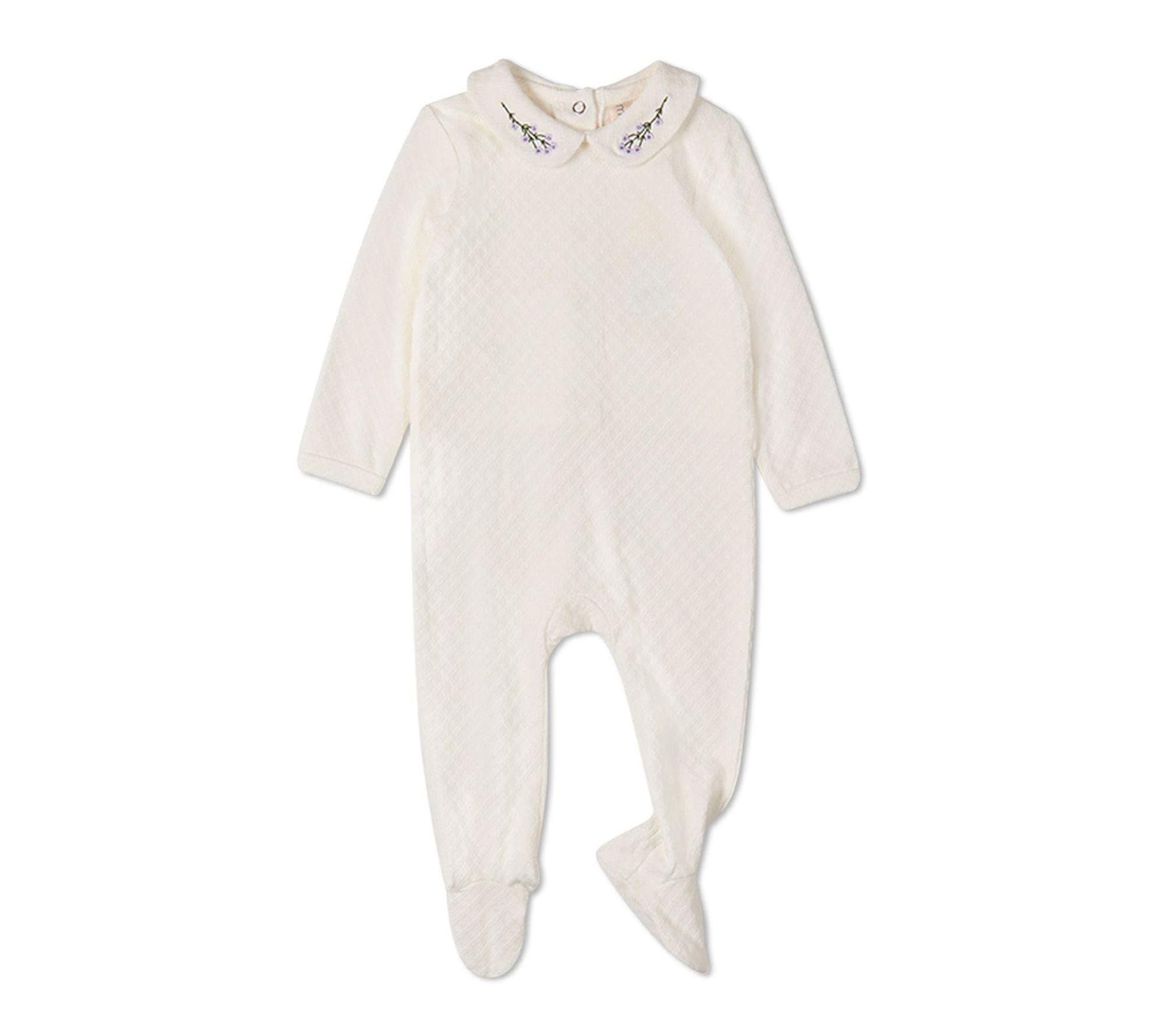 MiniMoi Baby Lilacs Are The Sweetest Bloom Embroidered Footie