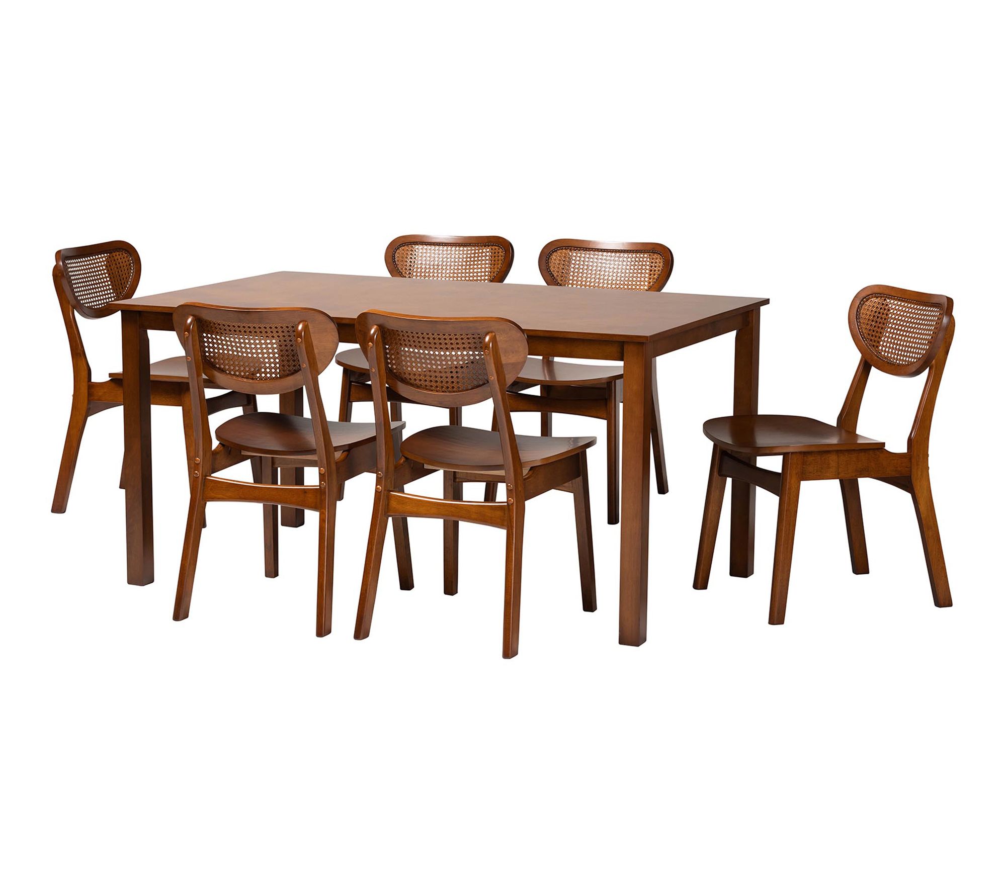 Baxton Studio Jeriah Wood and Rattan 7-Piece Dining Set