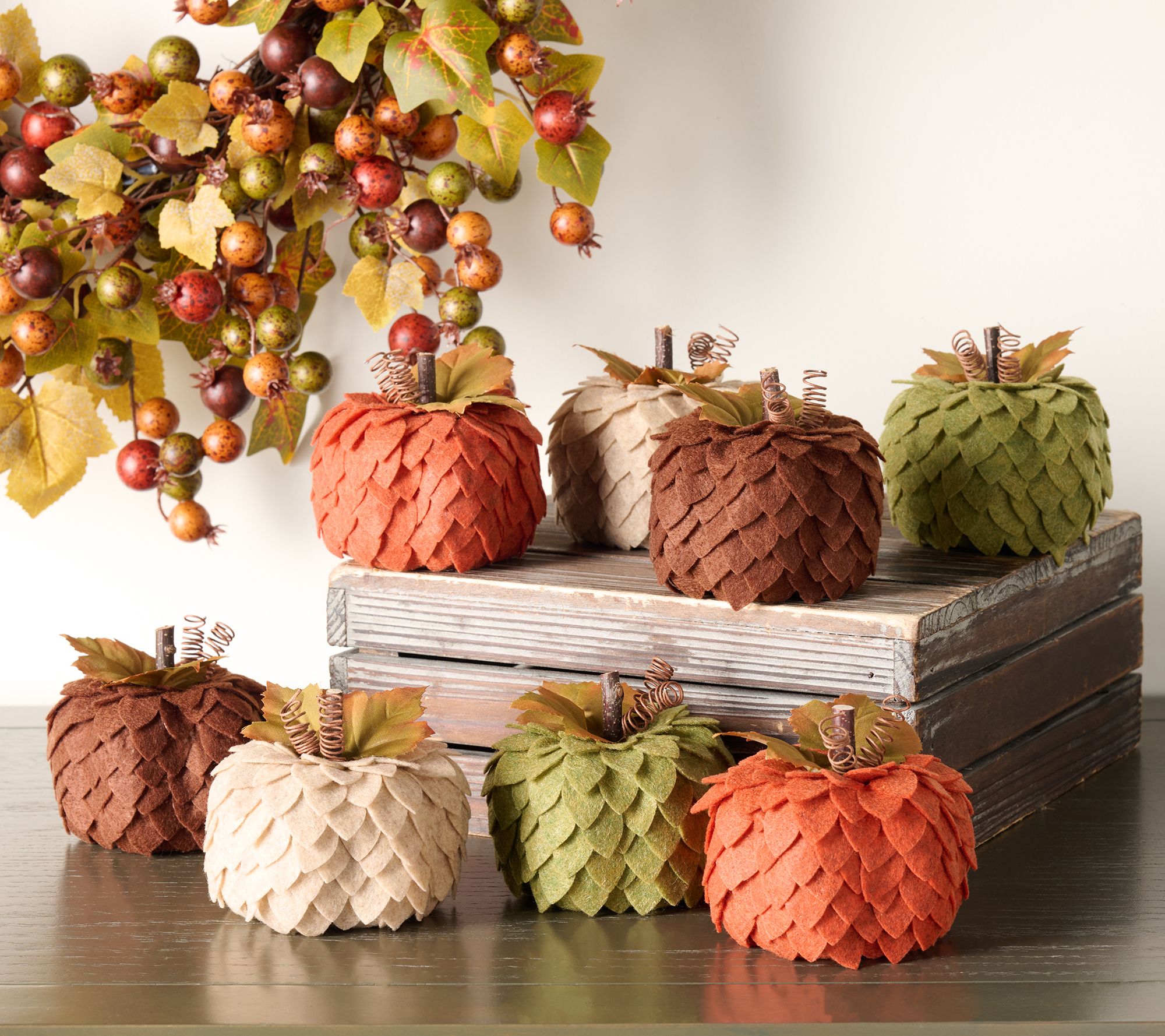 Set of 8 Fabric Leaf Pumpkins by Valerie