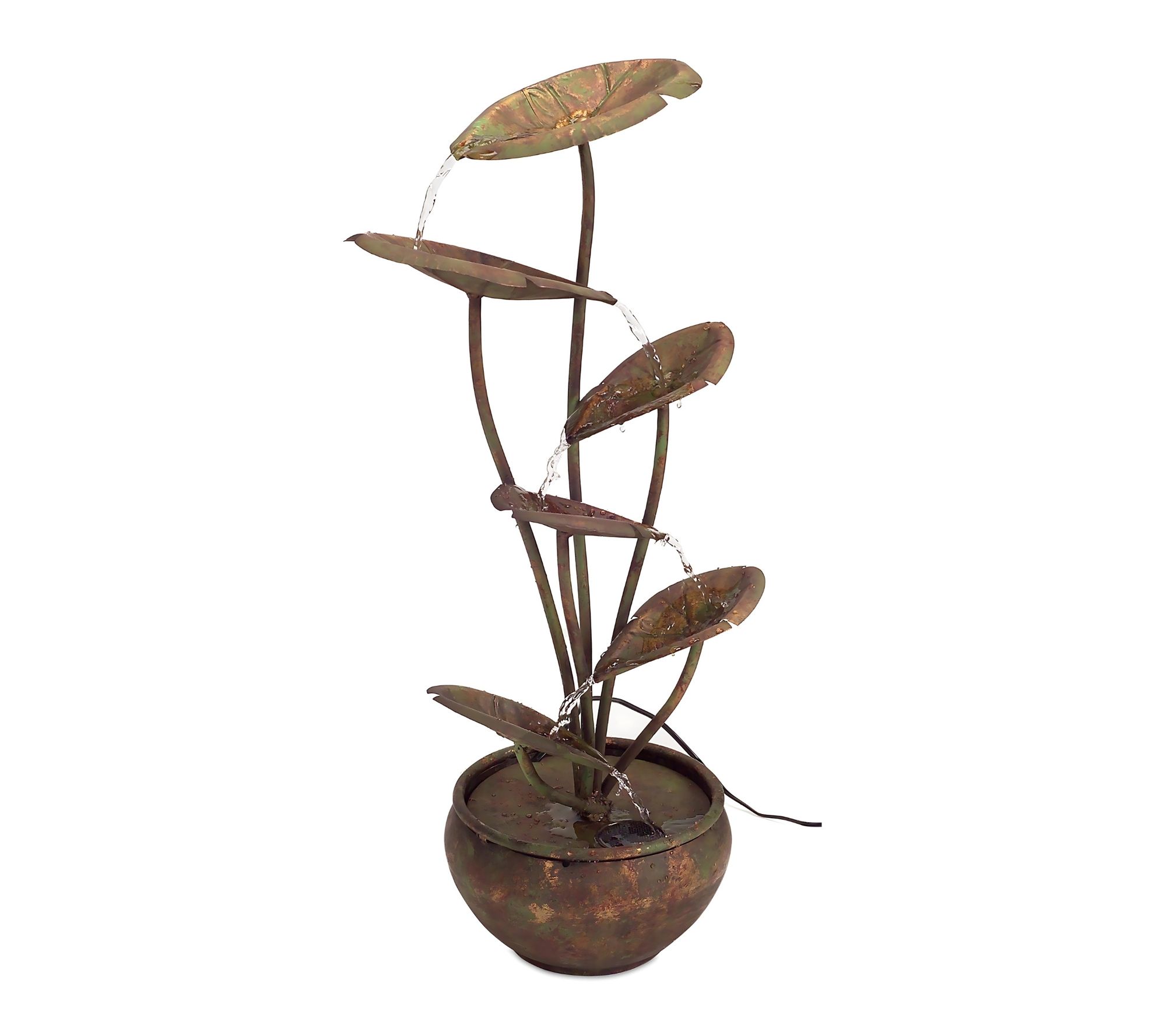Melrose International Bronze Metal Lotus Leaf Fountain 30.5"H
