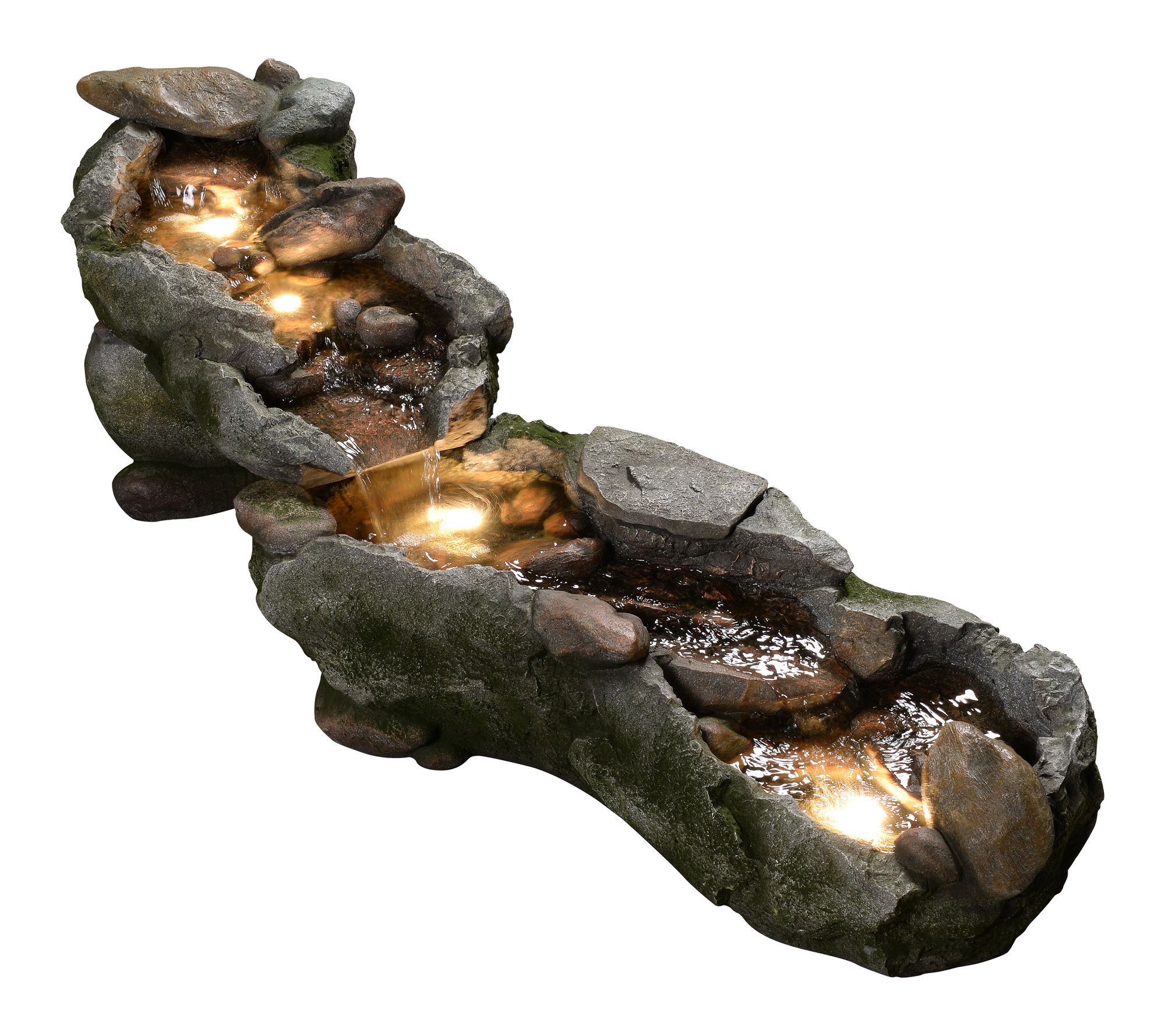 Teamson Home Riverstone Cascade LED Light Fountain Outdoor