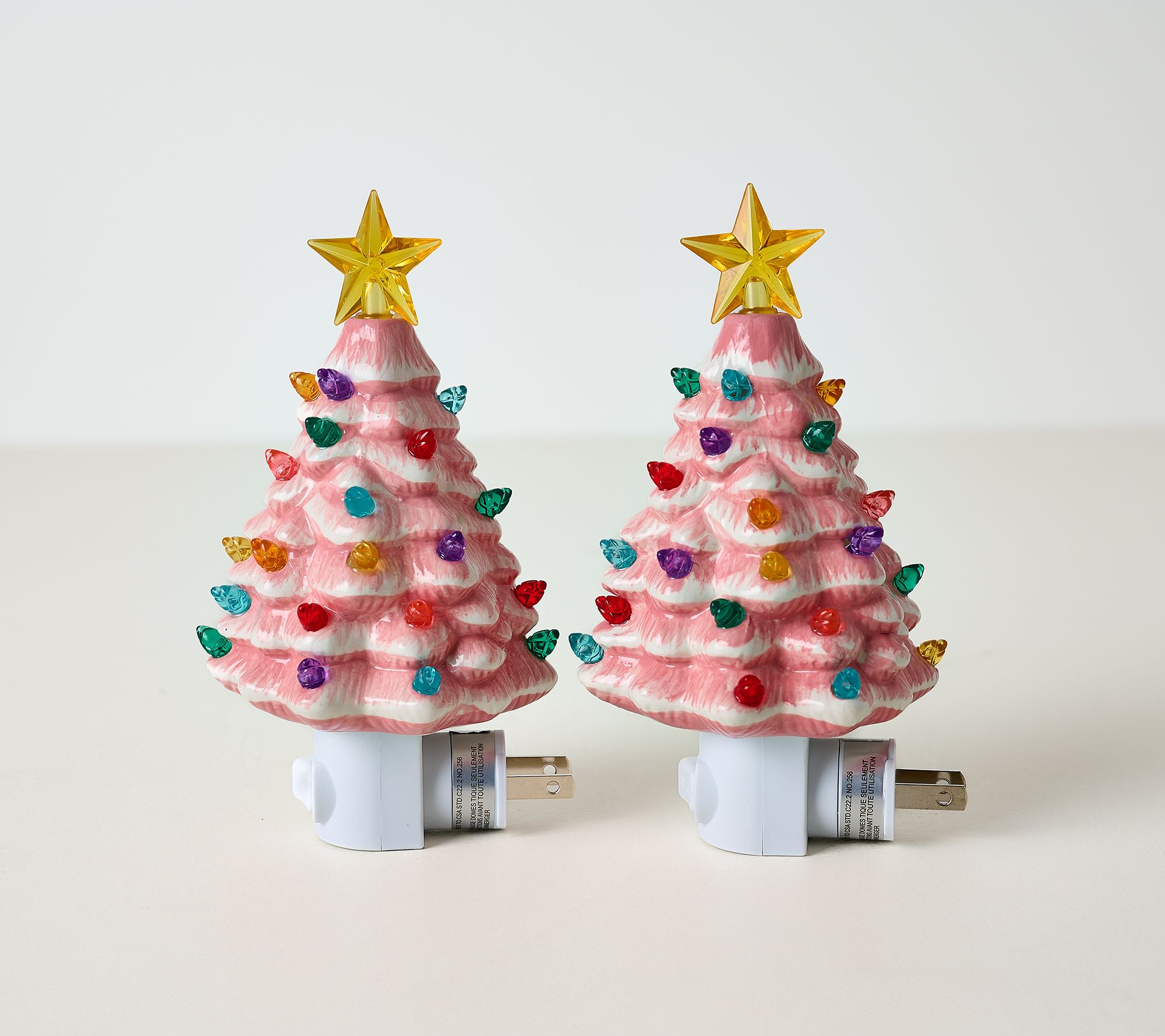 Mr. Christmas Set of 2 Ceramic Tree Night Lights