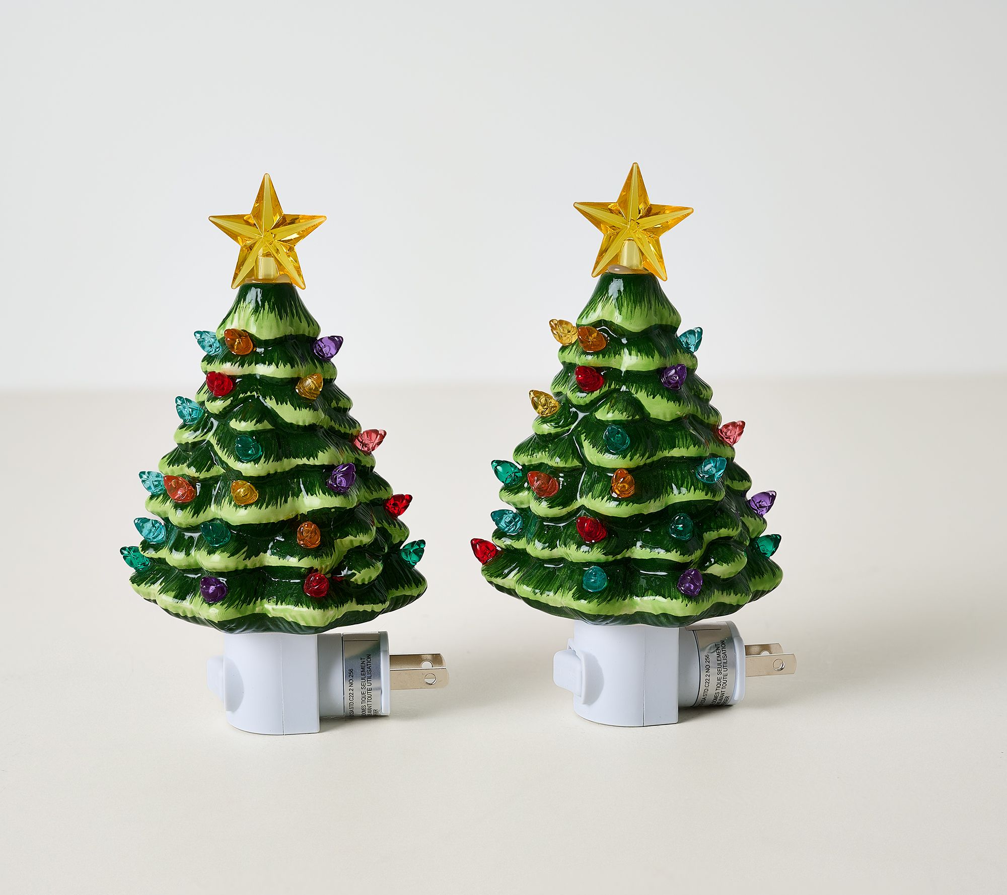 Mr. Christmas Set of 2 Ceramic Tree Night Lights