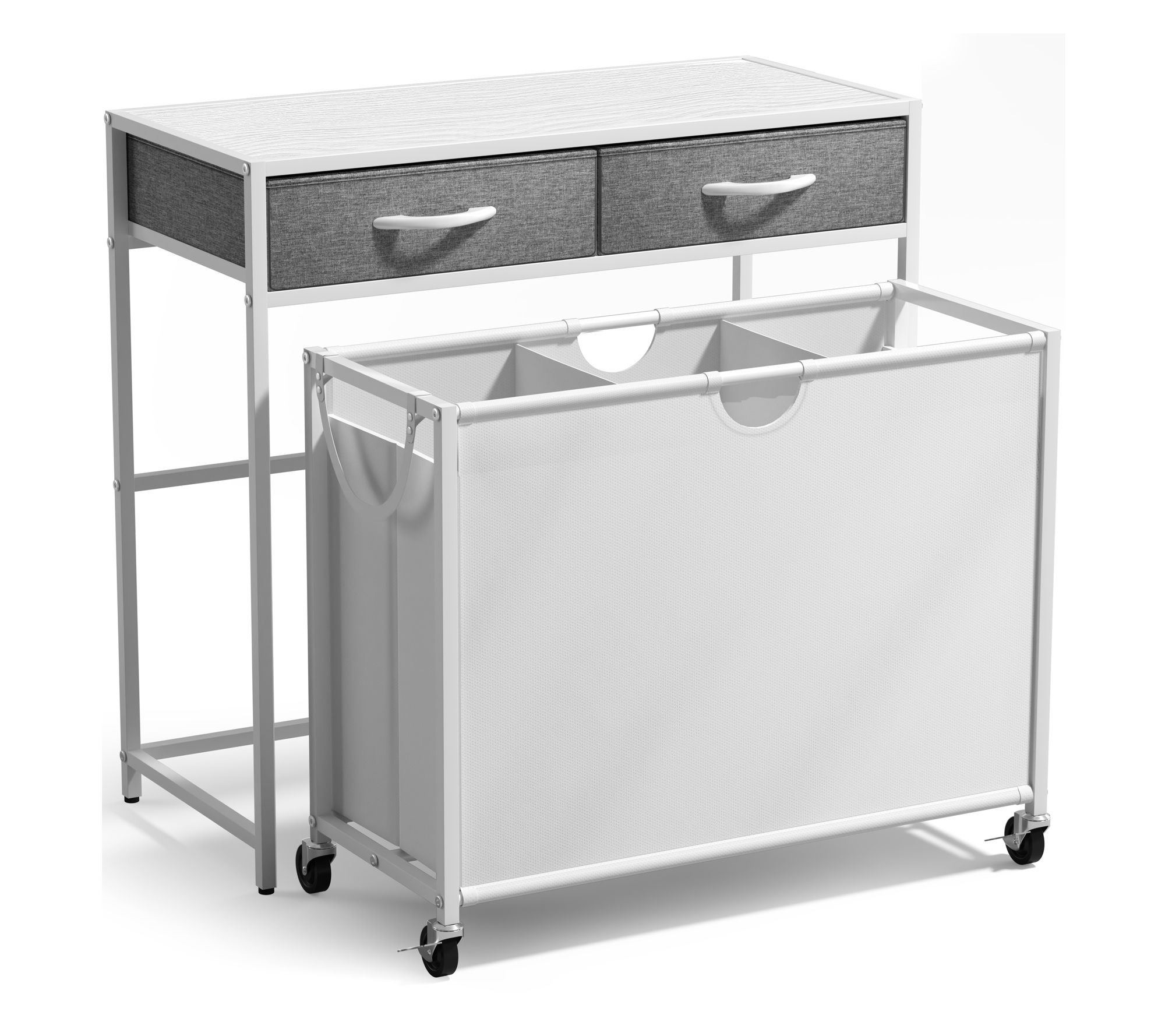 Sorbus Laundry Hamper, 3 Section, with Wheels and Drawer, Black