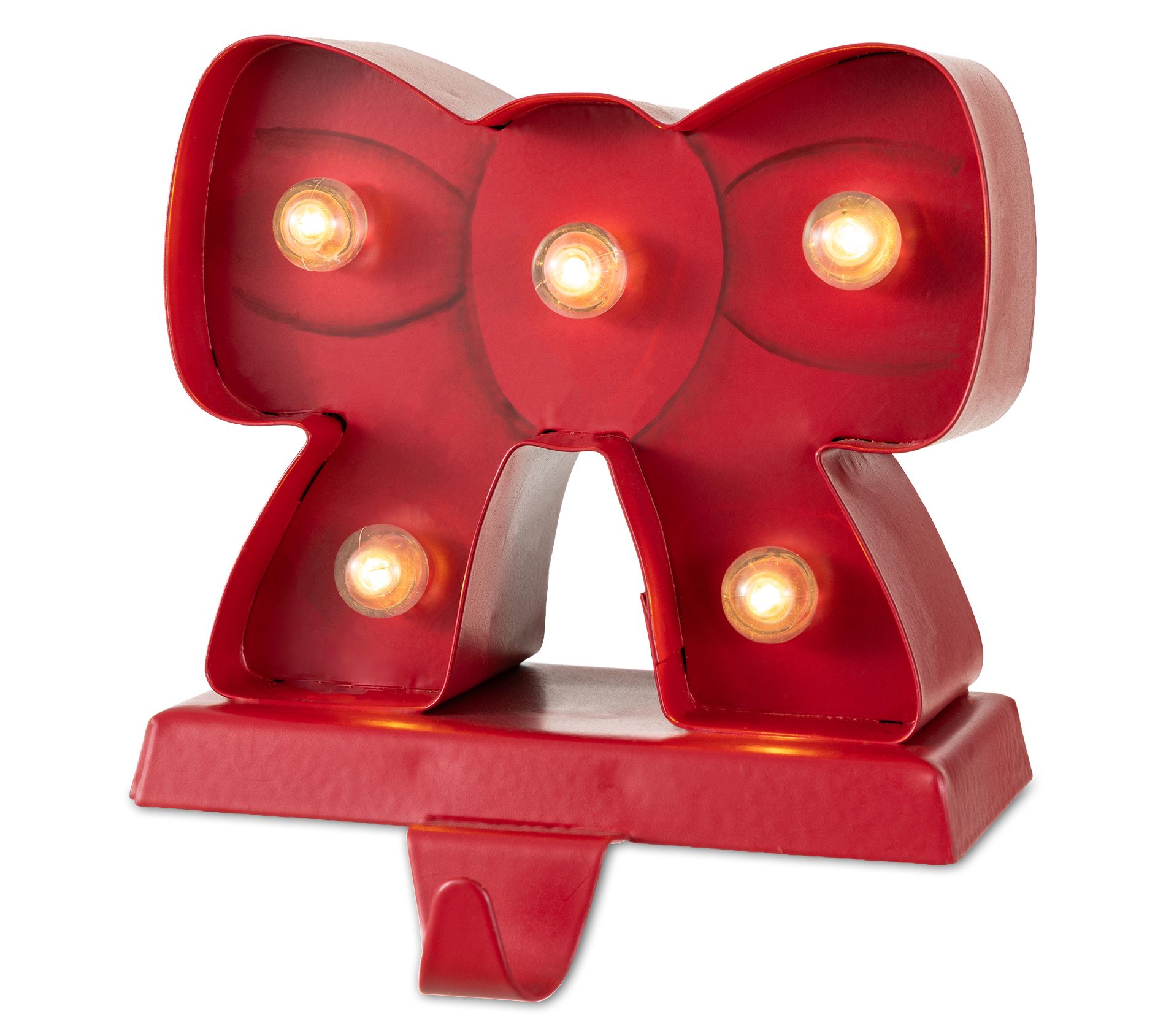 Glitzhome 5.25"H Marquee LED Bow Christmas Stocking Holder