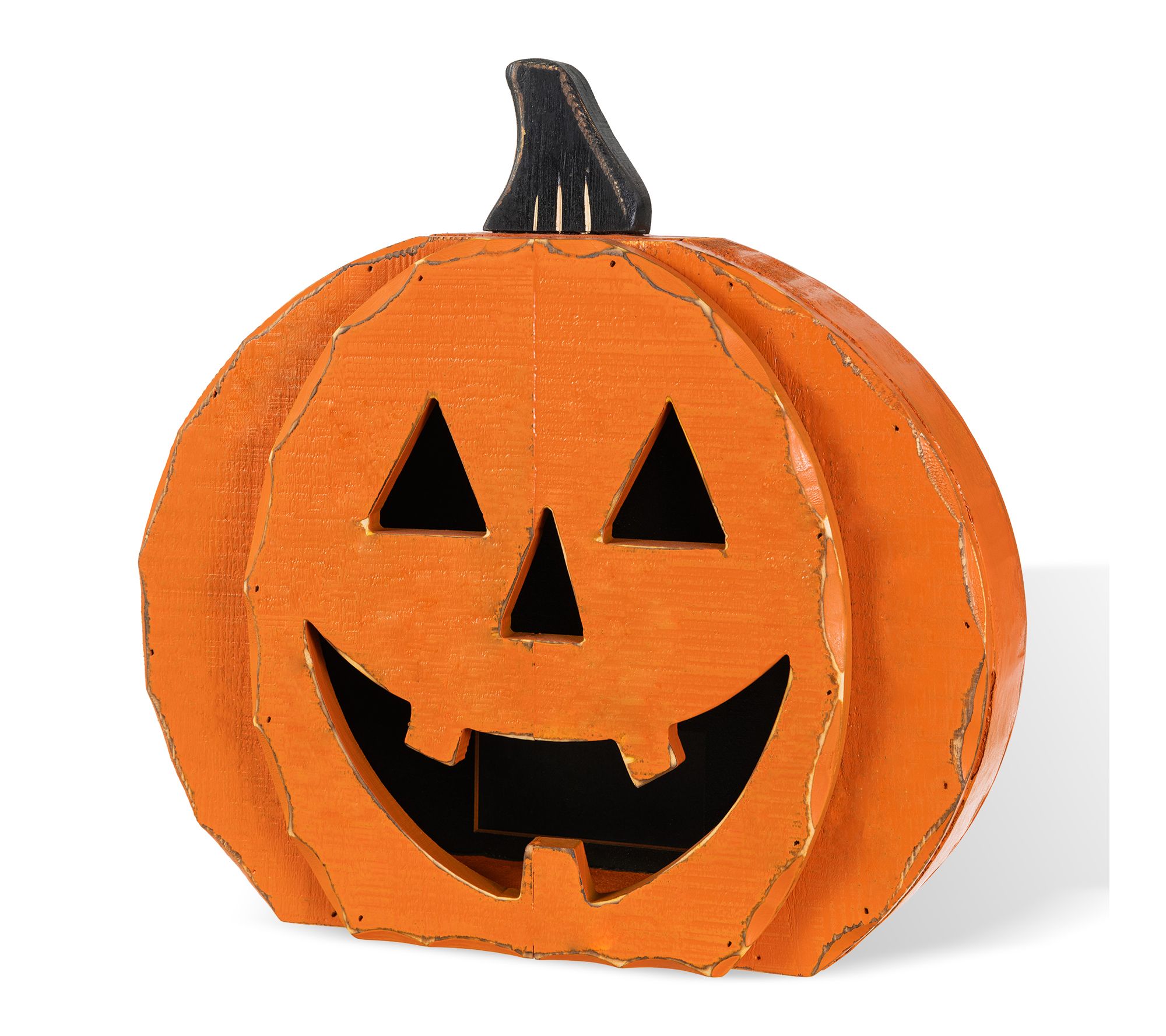 Glitzhome 14.25"L Halloween Chunky Jack-O -Lantern Porch