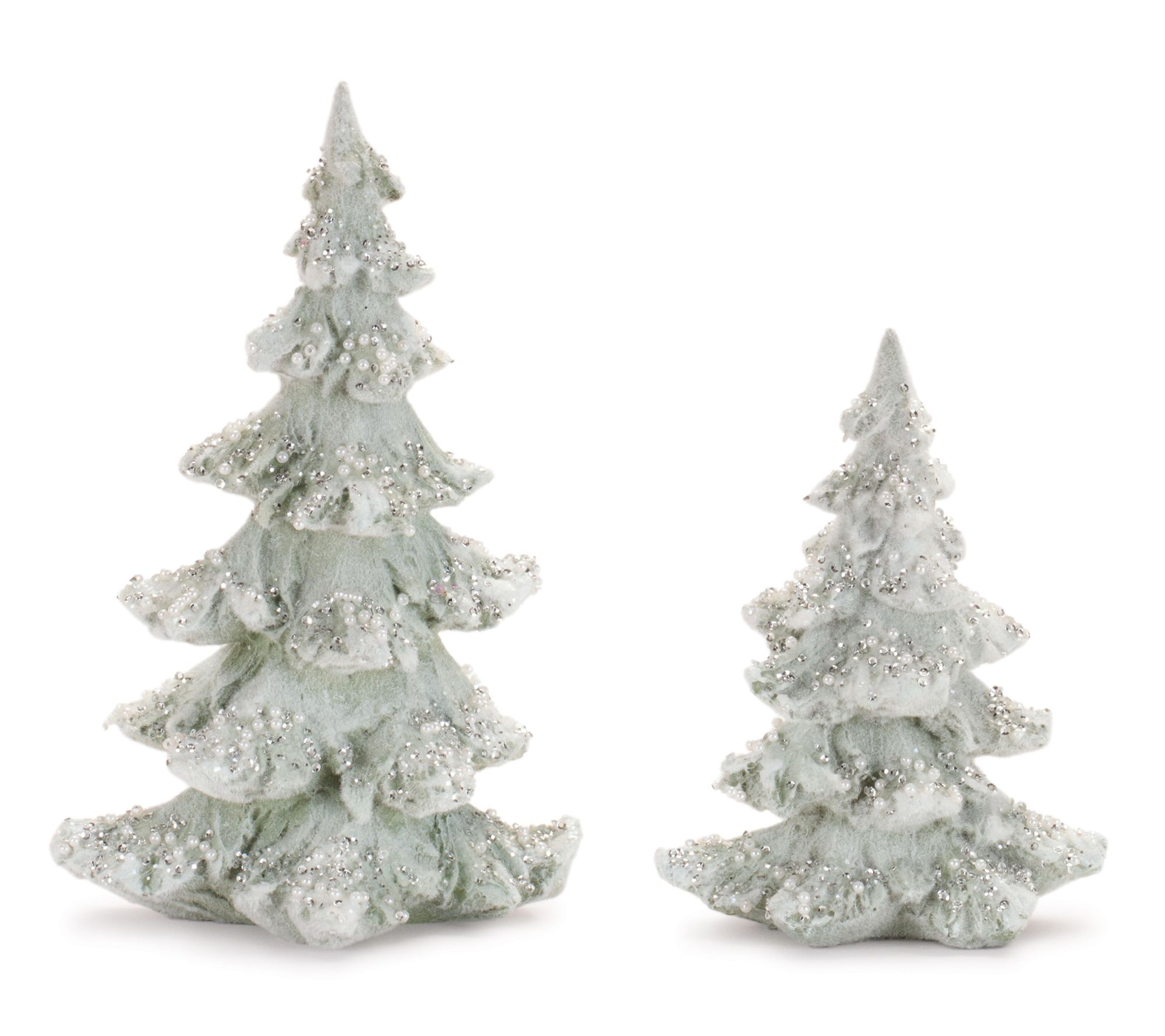 Melrose Beaded Frosted Christmas Trees (Set of 2)