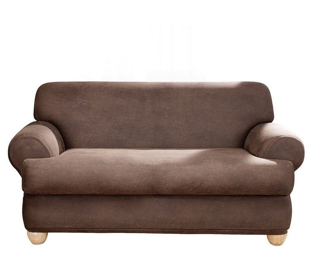 Sure Fit Stretch Faux Leather T Cushion Sofa Slipcover Qvc Com