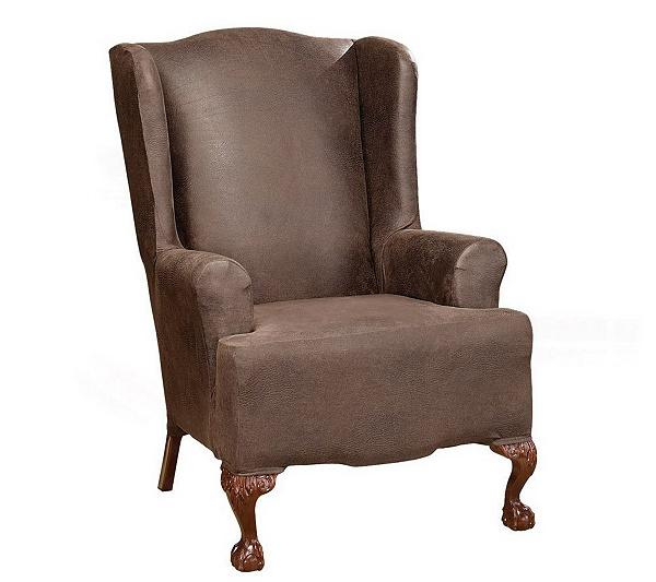Sure Fit Stretch Faux Leather Wing Chair Slipcover Page 1 Qvc Com