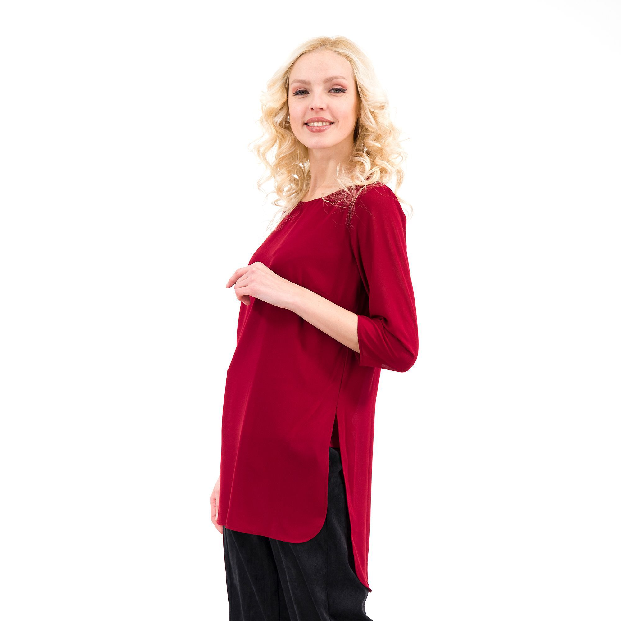 QVC Nina Leonard Maglia doppia in jersey e chiffon