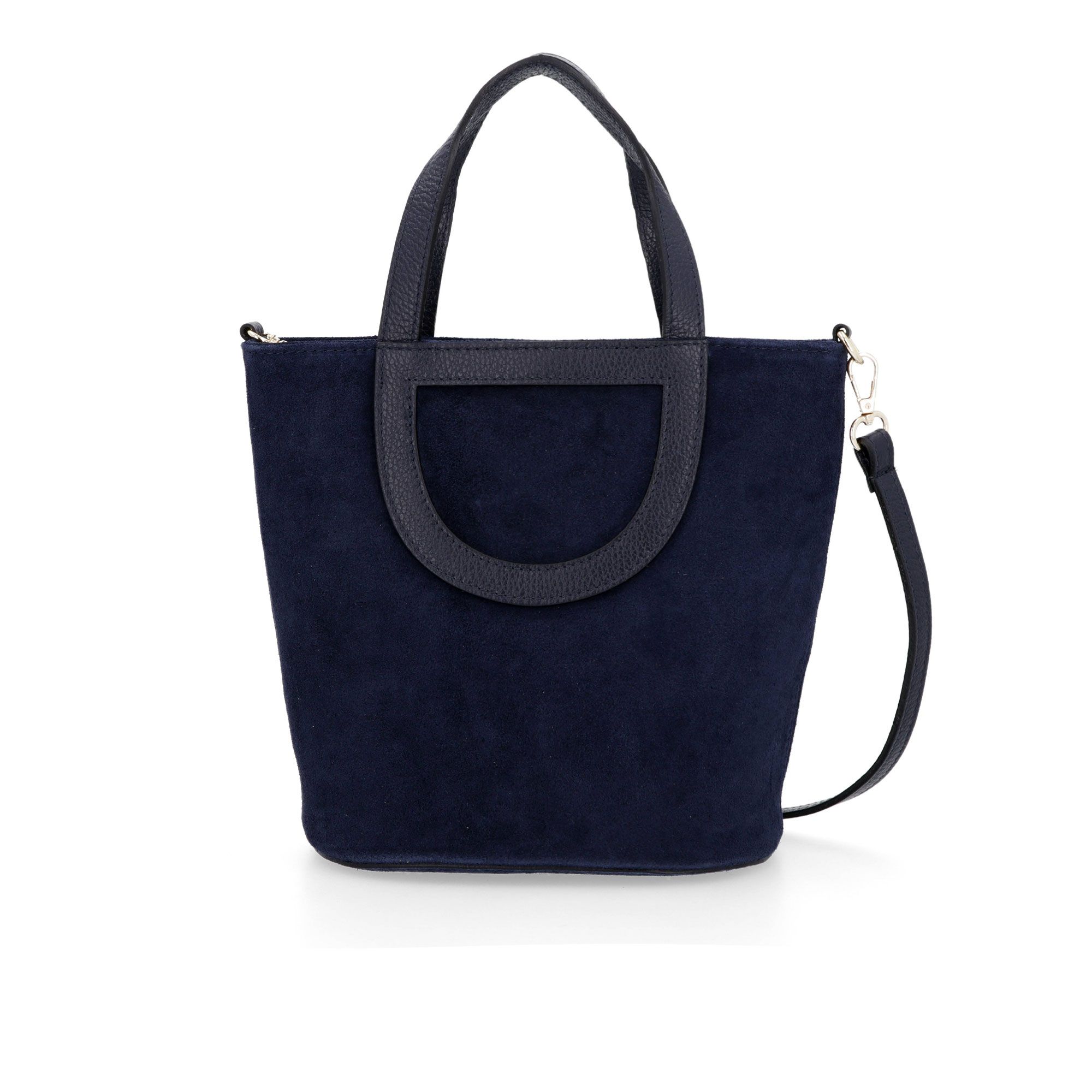 Image of Le Corone Bags Shopper a mano in pelle scamosciata con chiusura a zip061