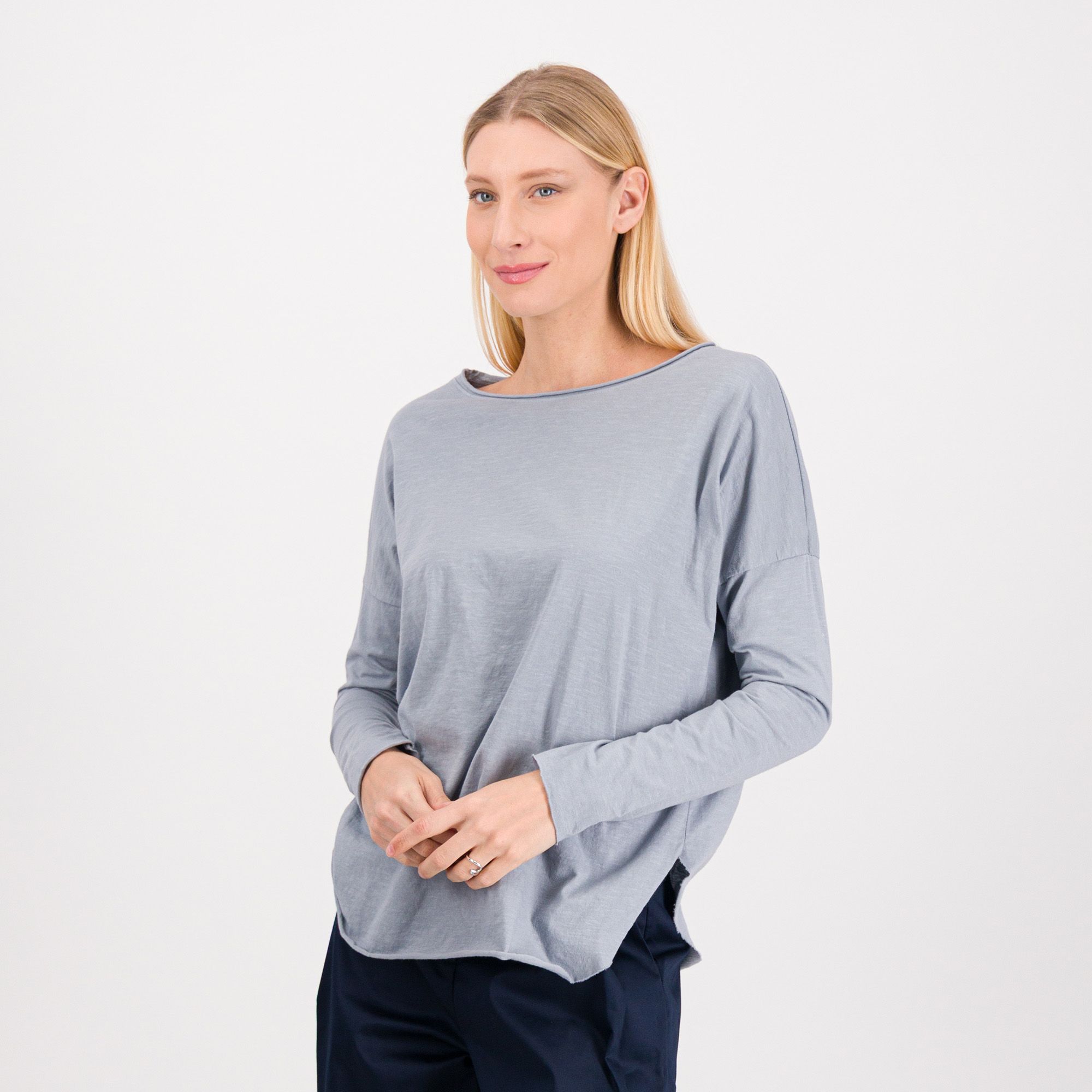 LUCREZIA SCIORTINO Maglia maniche lunghe in jersey di cotone con scollo a barca