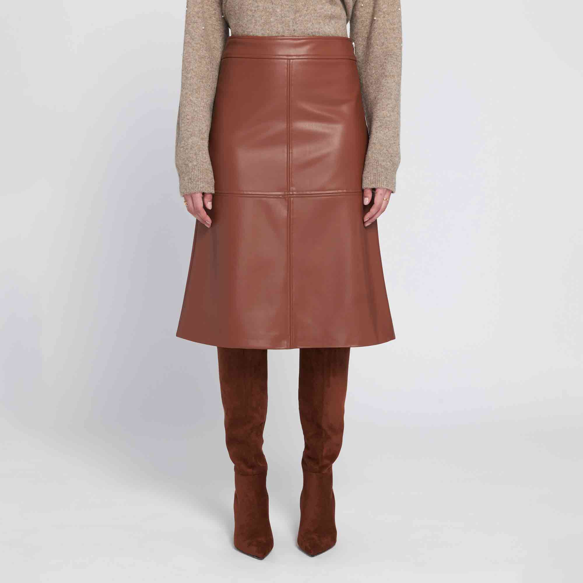 Elle Get The Look
Gonna midi ad A
in tessuto
spalmato