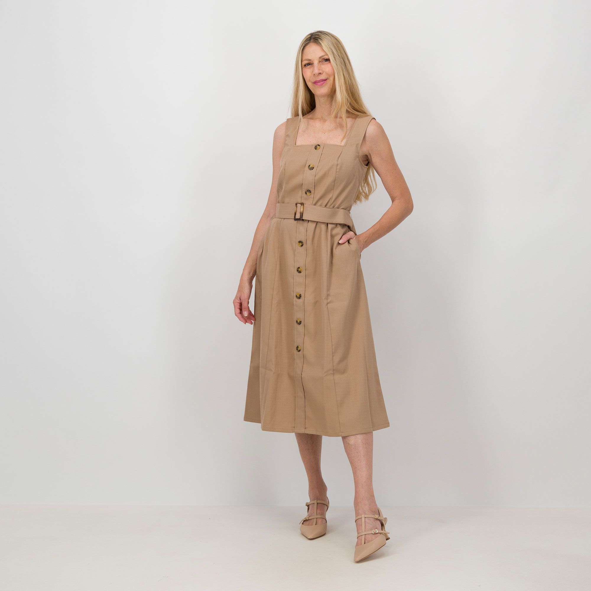 Nina Leonard Abito midi smanicato