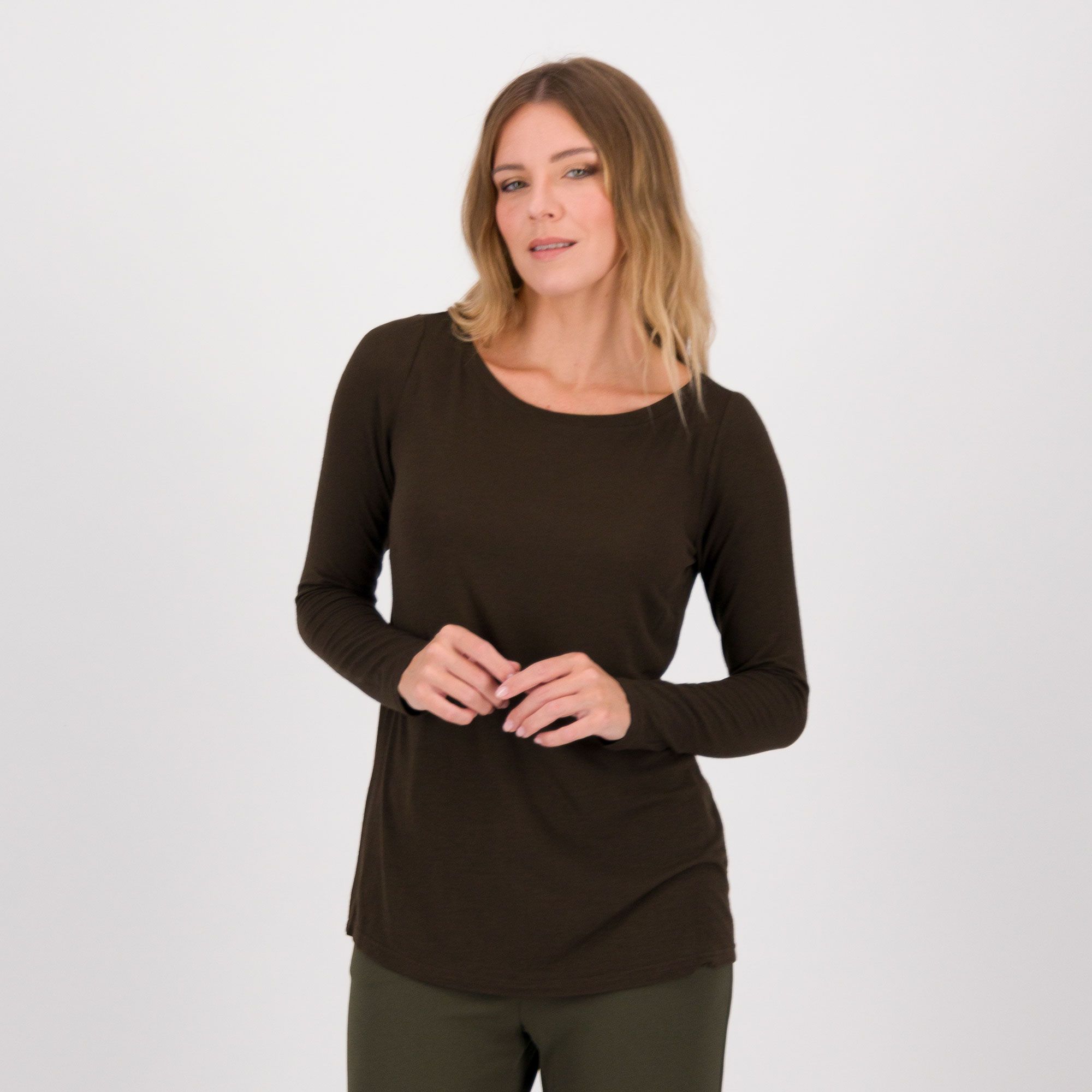 QVC Caterina Lancini T-shirt in jersey misto lana con scollo a barchetta