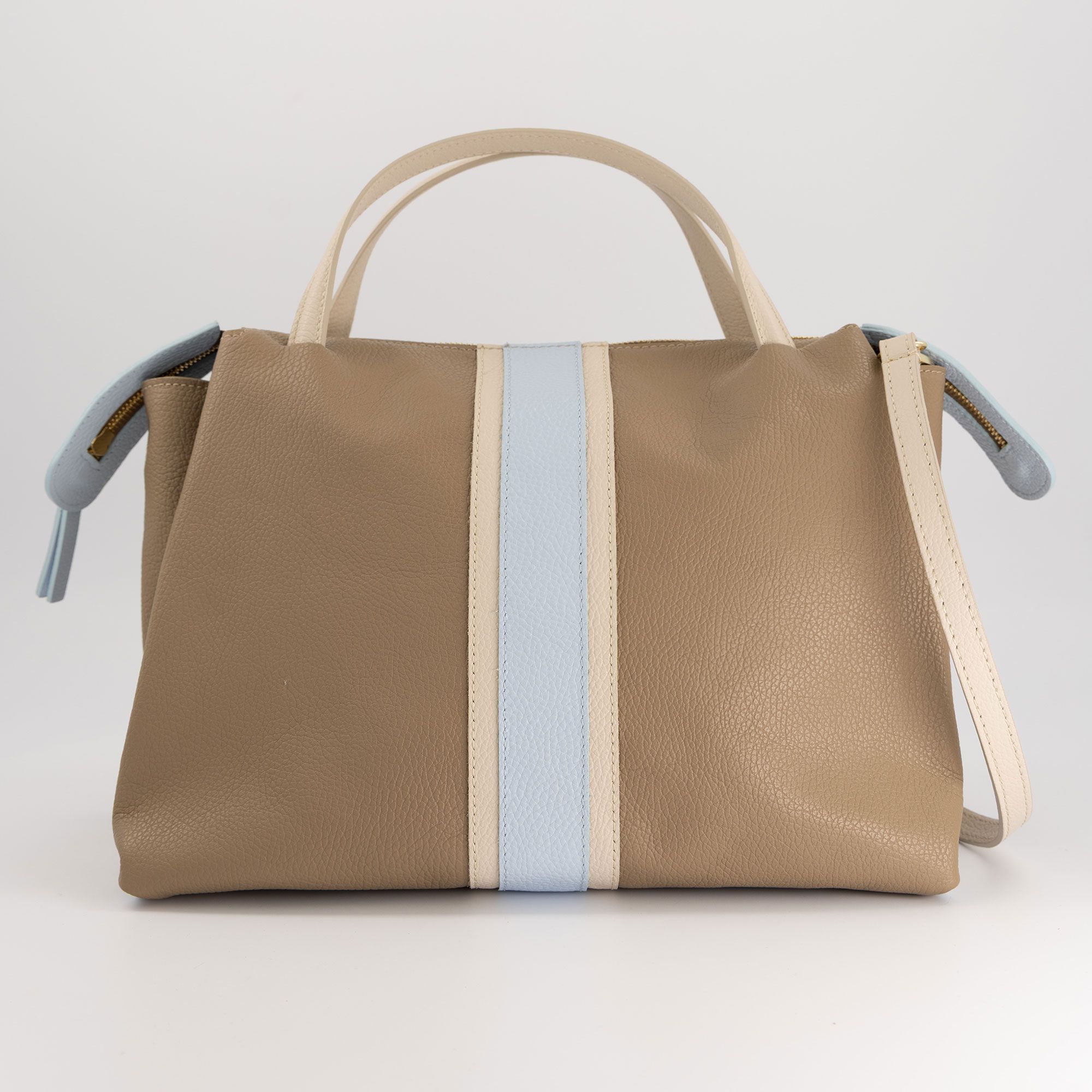 Le Corone Bags
Borsa a mano in
pelle Strips con due
manici superioeri