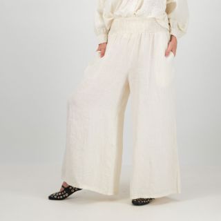 Angela Mele Milano
Pantaloni palazzo
in lino a gamba larga
con tasche
