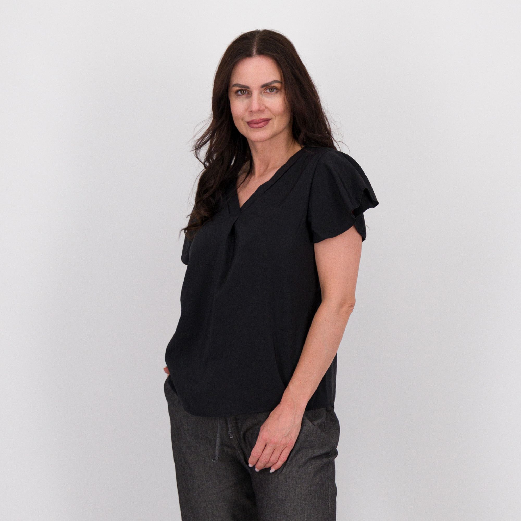 Image of LUCREZIA SCIORTINO Blusa maniche corte in tessuto misto modal061