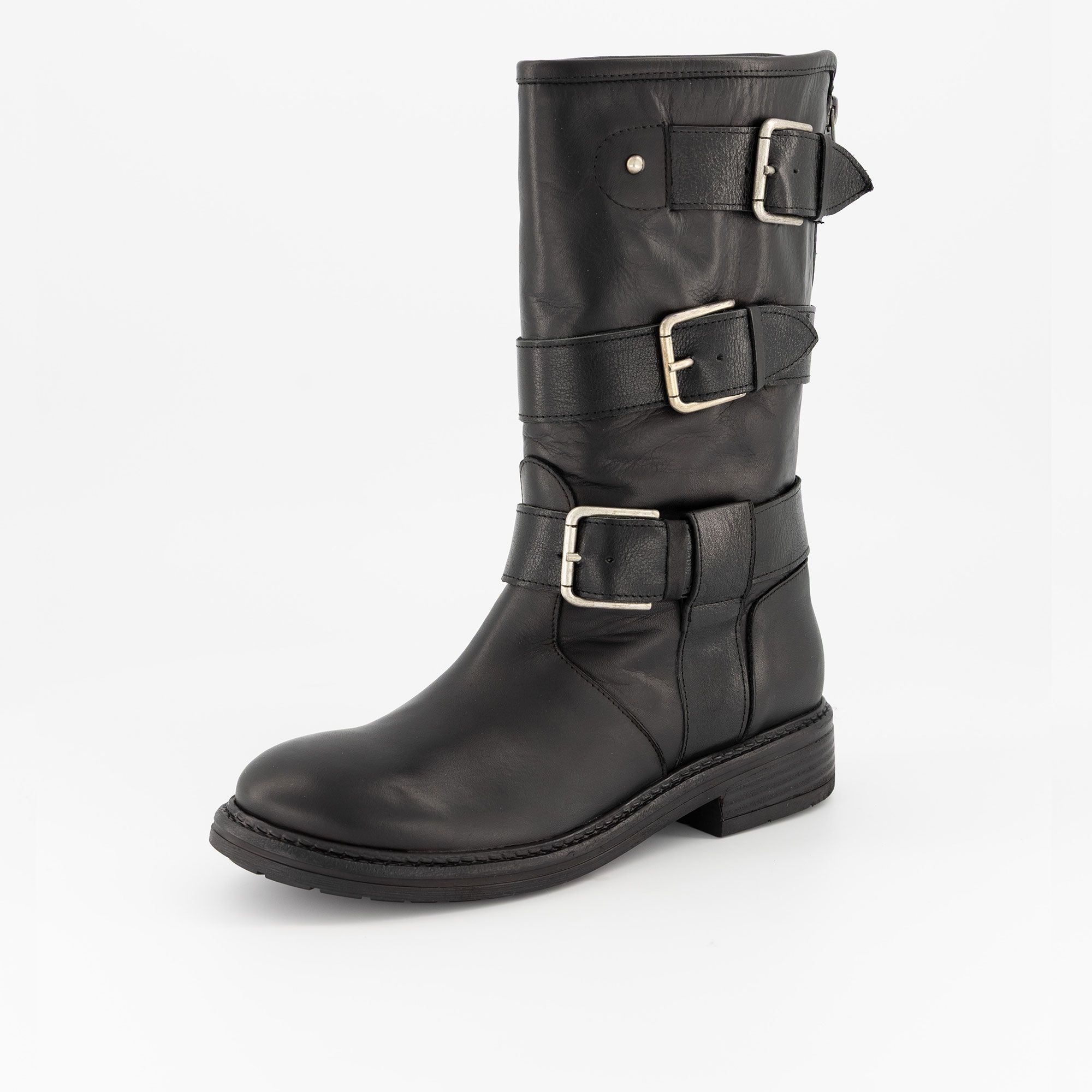 Galieti
Stivali in pelle
con tre fasce
e tacco 4 cm