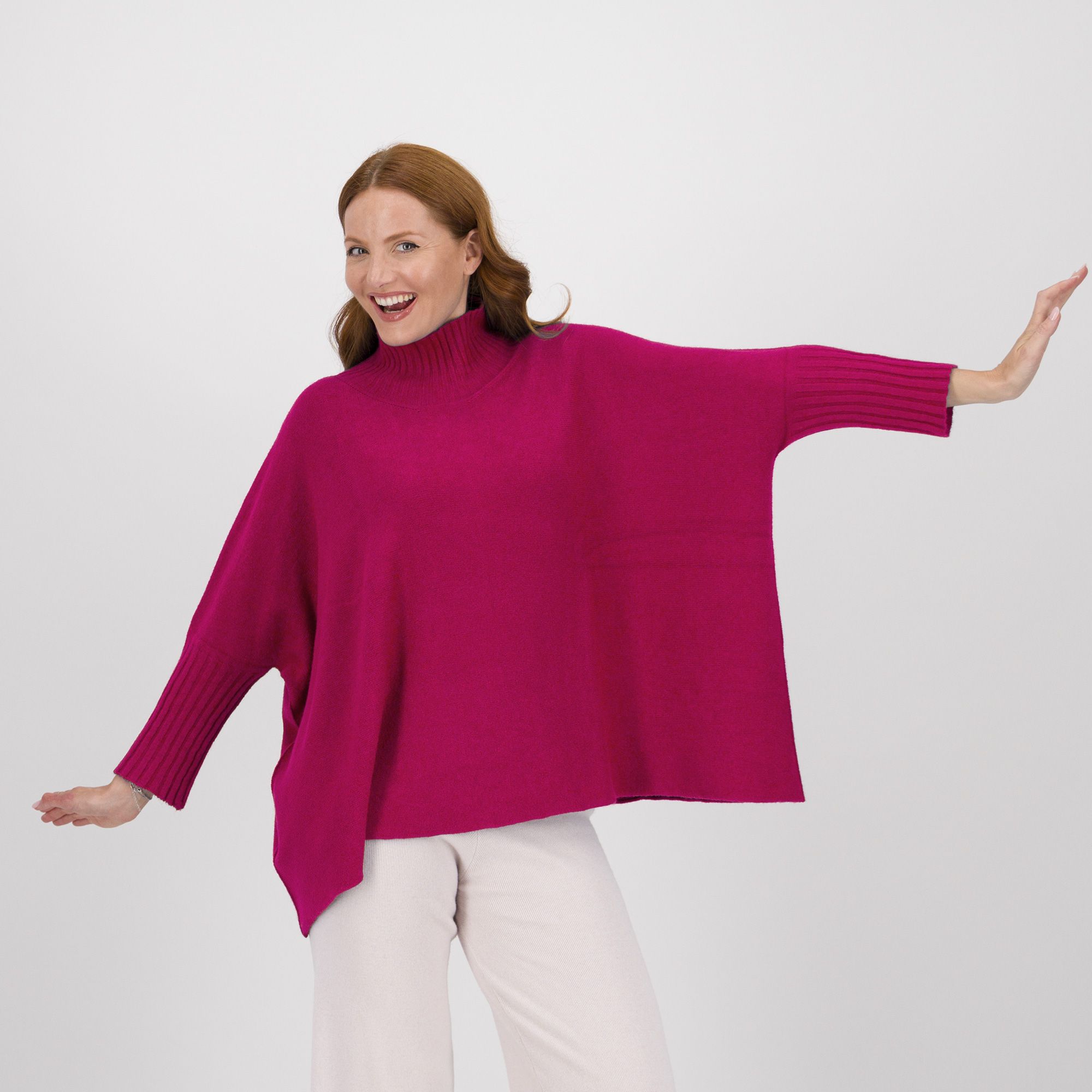 QVC Hekla & Co Maxi poncho in maglia misto viscosa elasticizzata