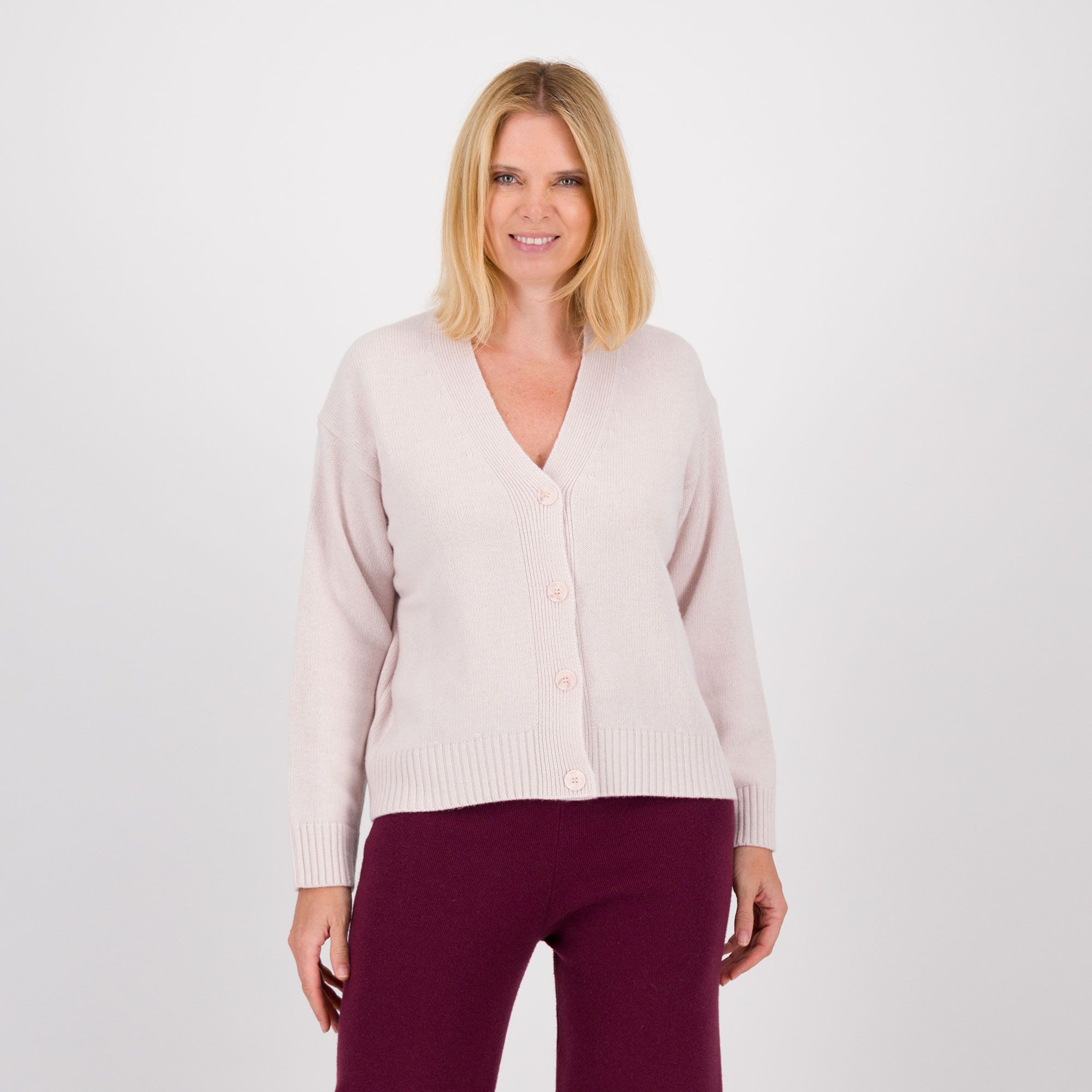 Image of Hekla & Co Cardigan cropped in filato con lana e cashmere061