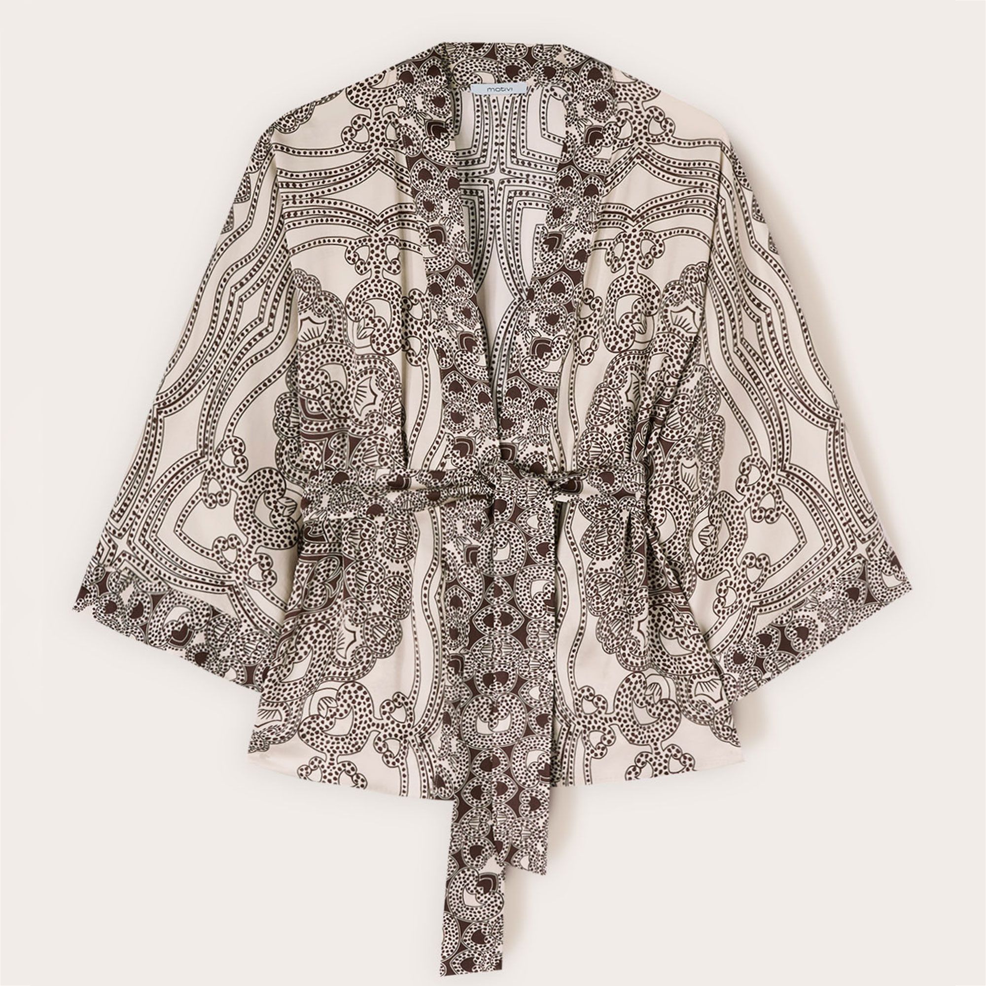 Motivi Kimono in raso con stampa grafica paisley all over