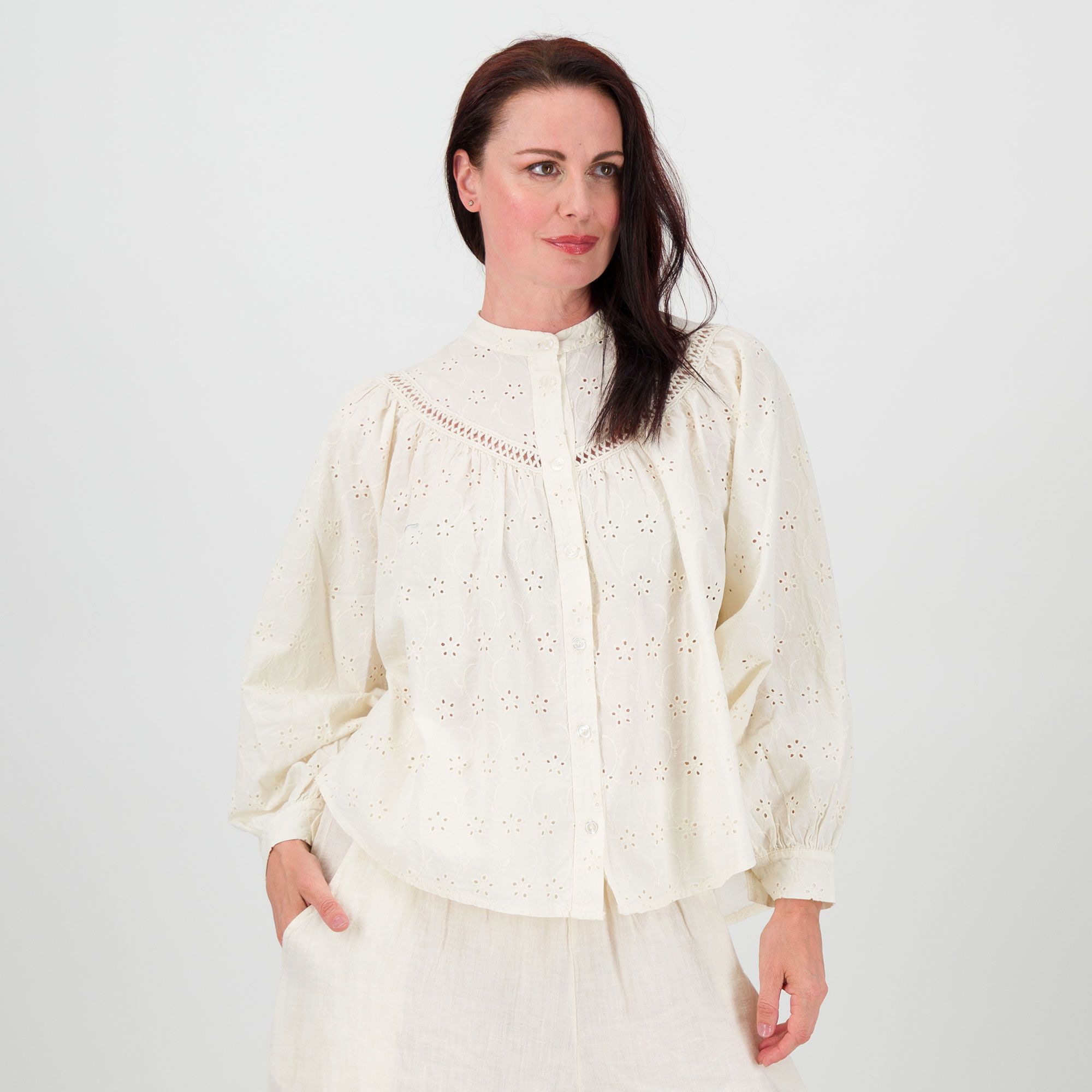 Angela Mele Milano
Camicia a maniche
lunghe in cotone
pizzo sangallo