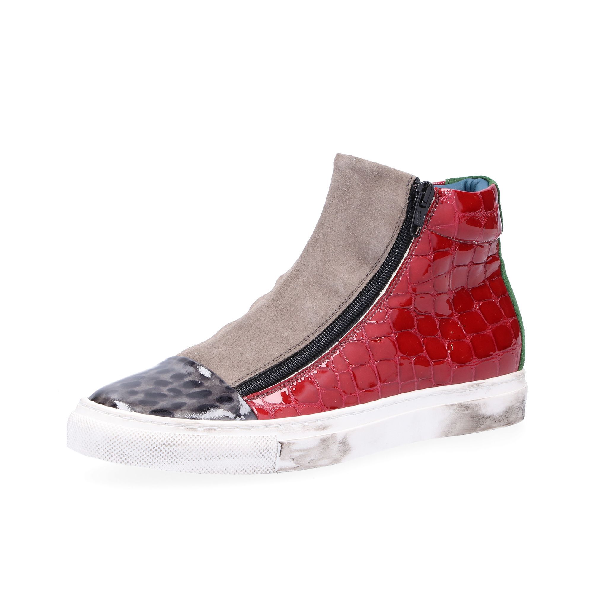 Image of Ebarrito Sneaker alte in pelle patchwork con zip061