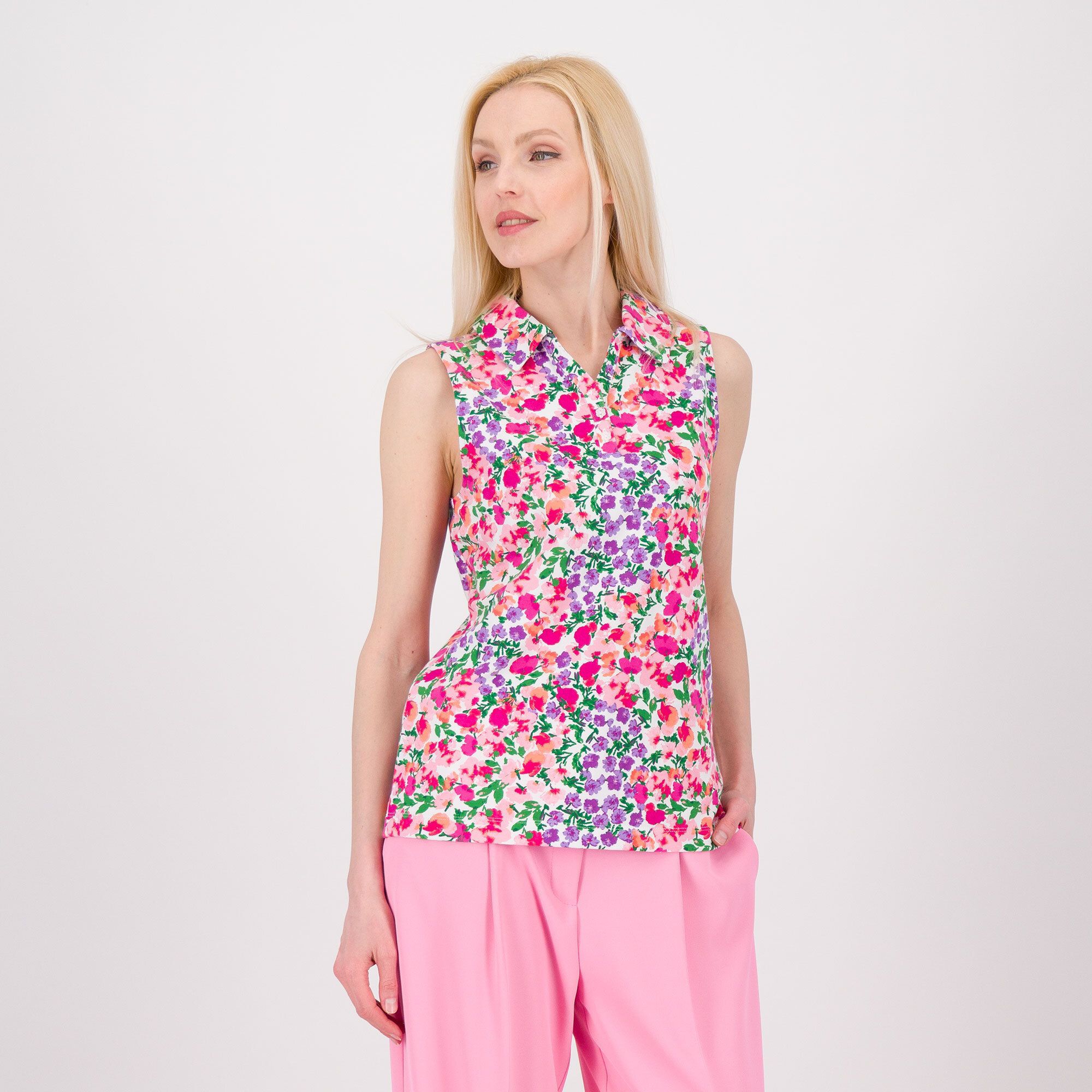 Image of Isaac Mizrahi Live! Maglia smanicata fantasia in piquet di cotone061