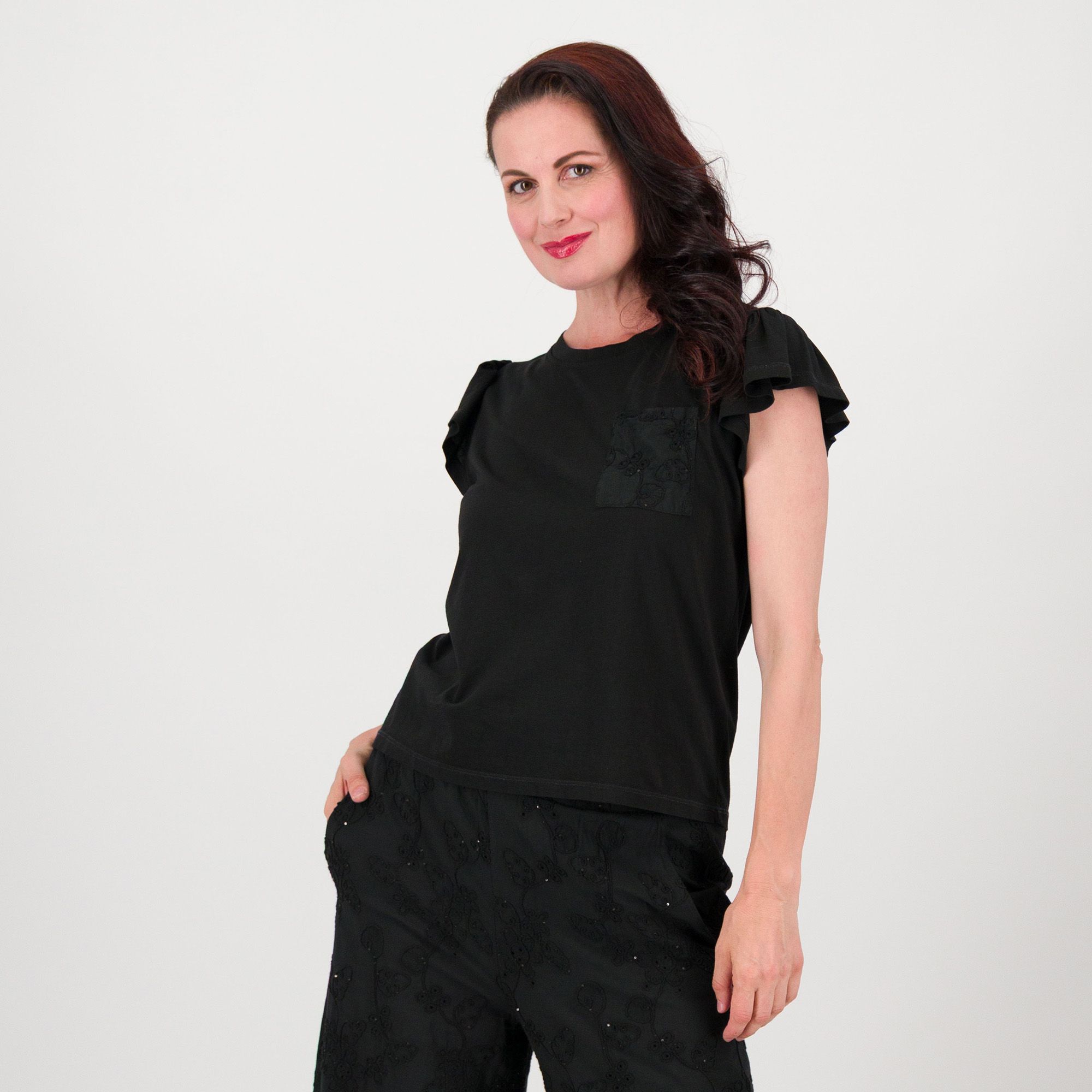 Palazzo Moda T-shirt in cotone con scollo tondo