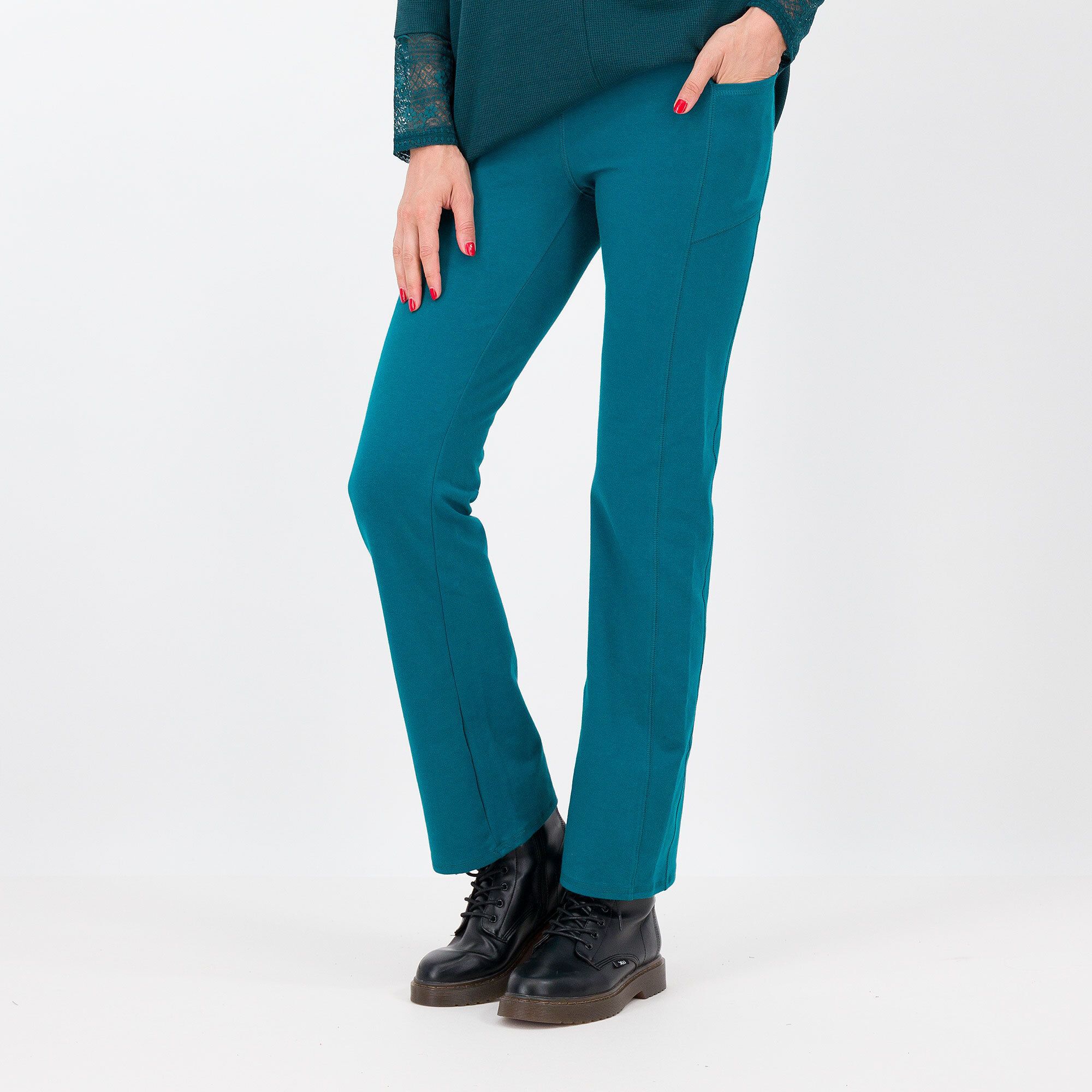 Image of Denim & Co Pantaloni a zampetta in cotone stretch061