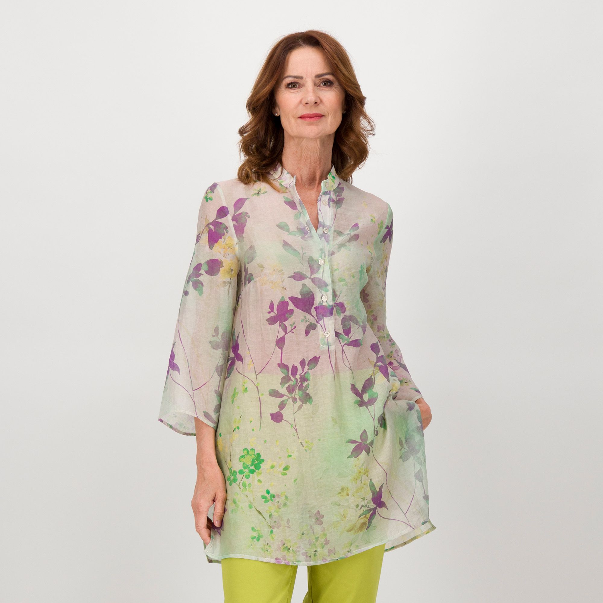 Caterina Lancini
Camicia lunga
a fiori misto
Lyocell
