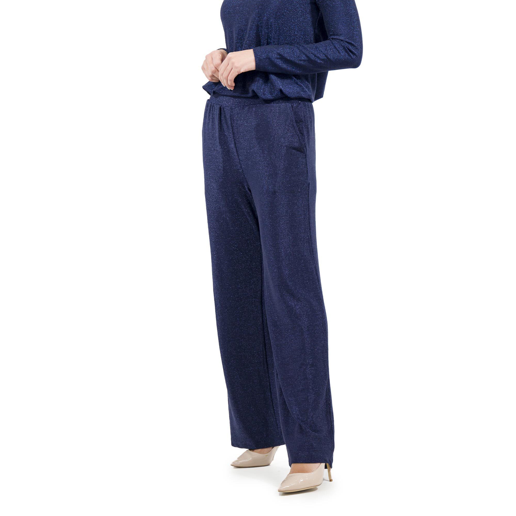 QVC Nina Leonard Pantaloni ampi in maglia con lamé