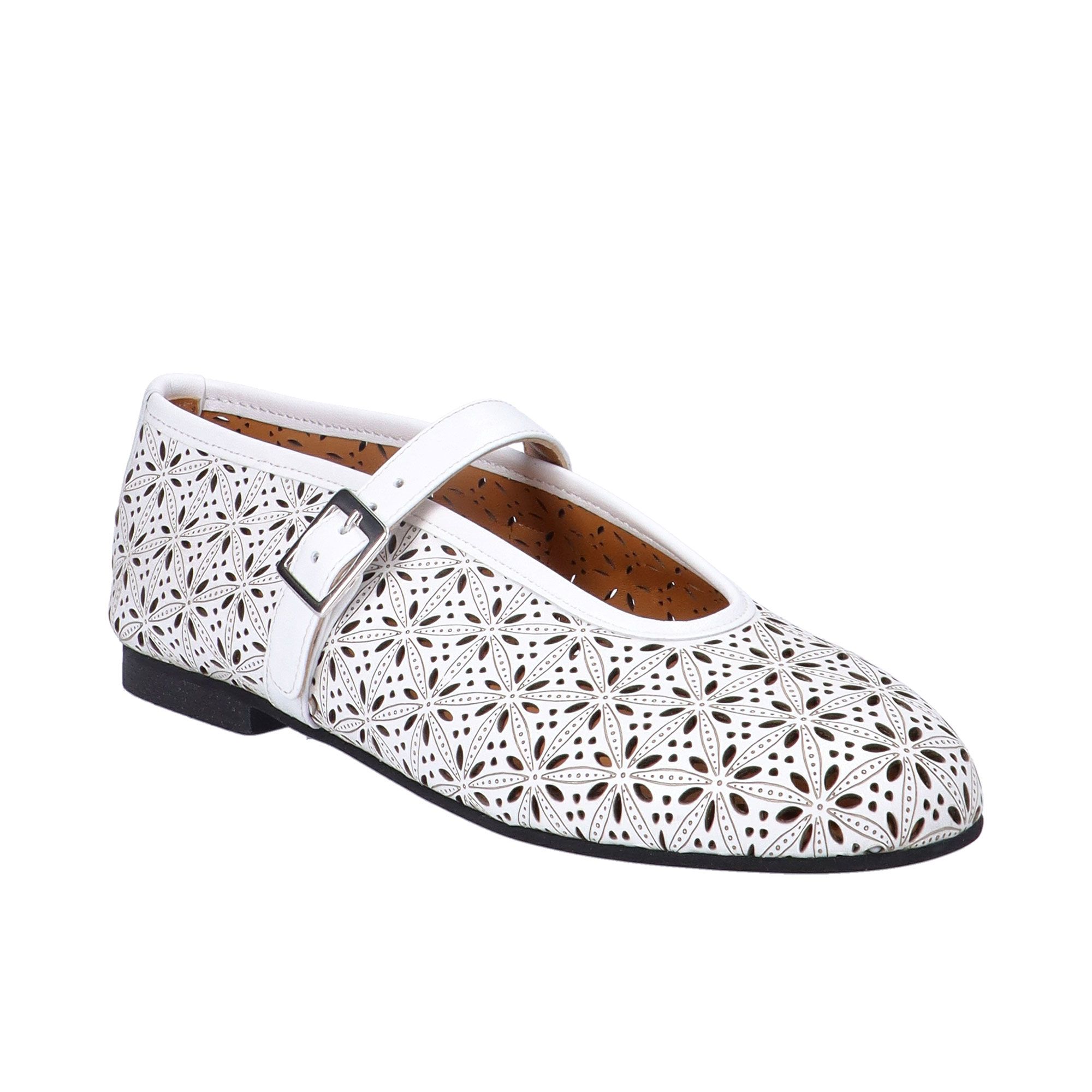Le Serpentini
Ballerine Mary Jane
in pelle traforata
con tacco 1,5 cm