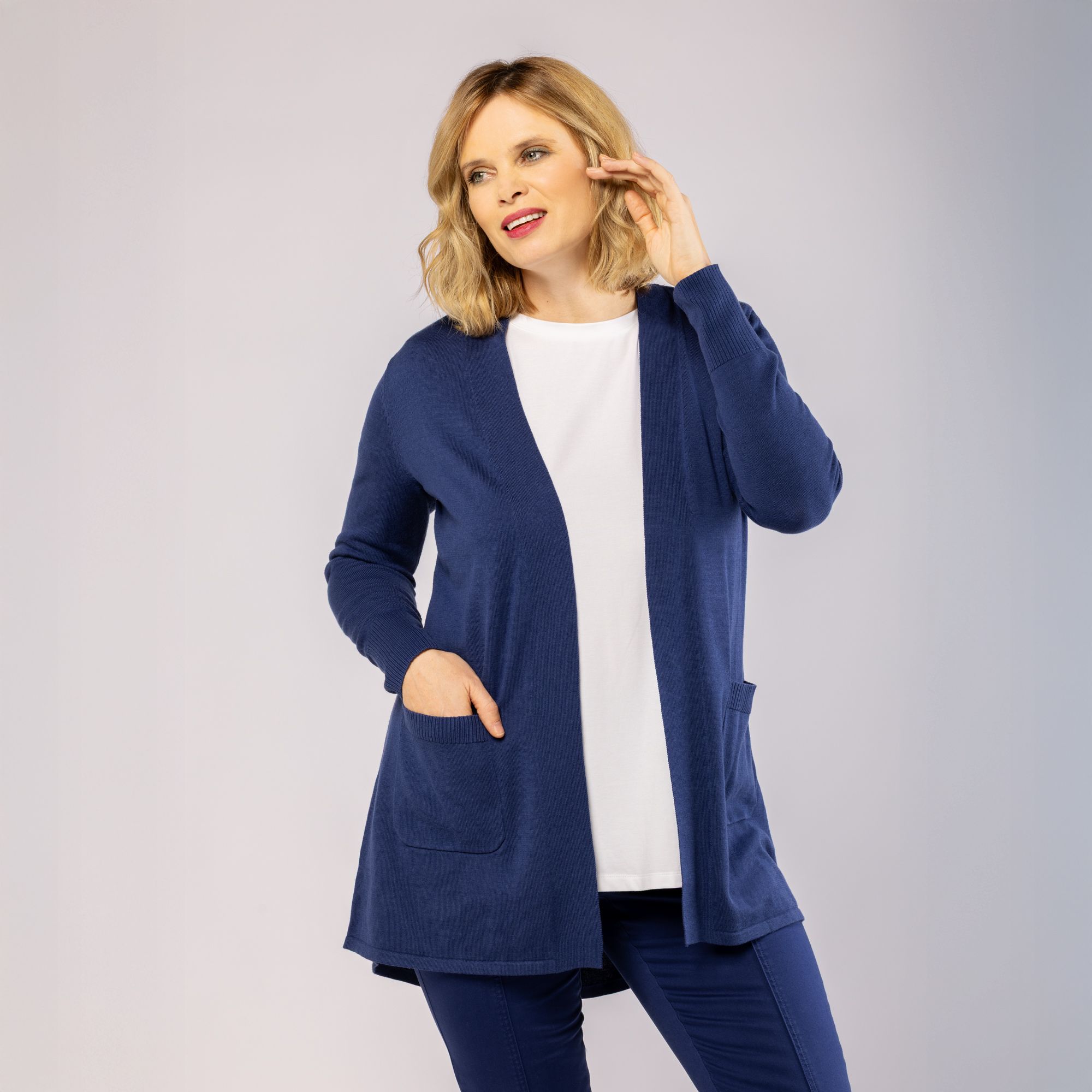 Isaac Mizrahi Live!
Cardigan lungo
in maglia rasata
misto cotone