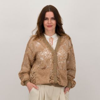 Mood Atelier
Cardigan in pizzo
con bordi in costina